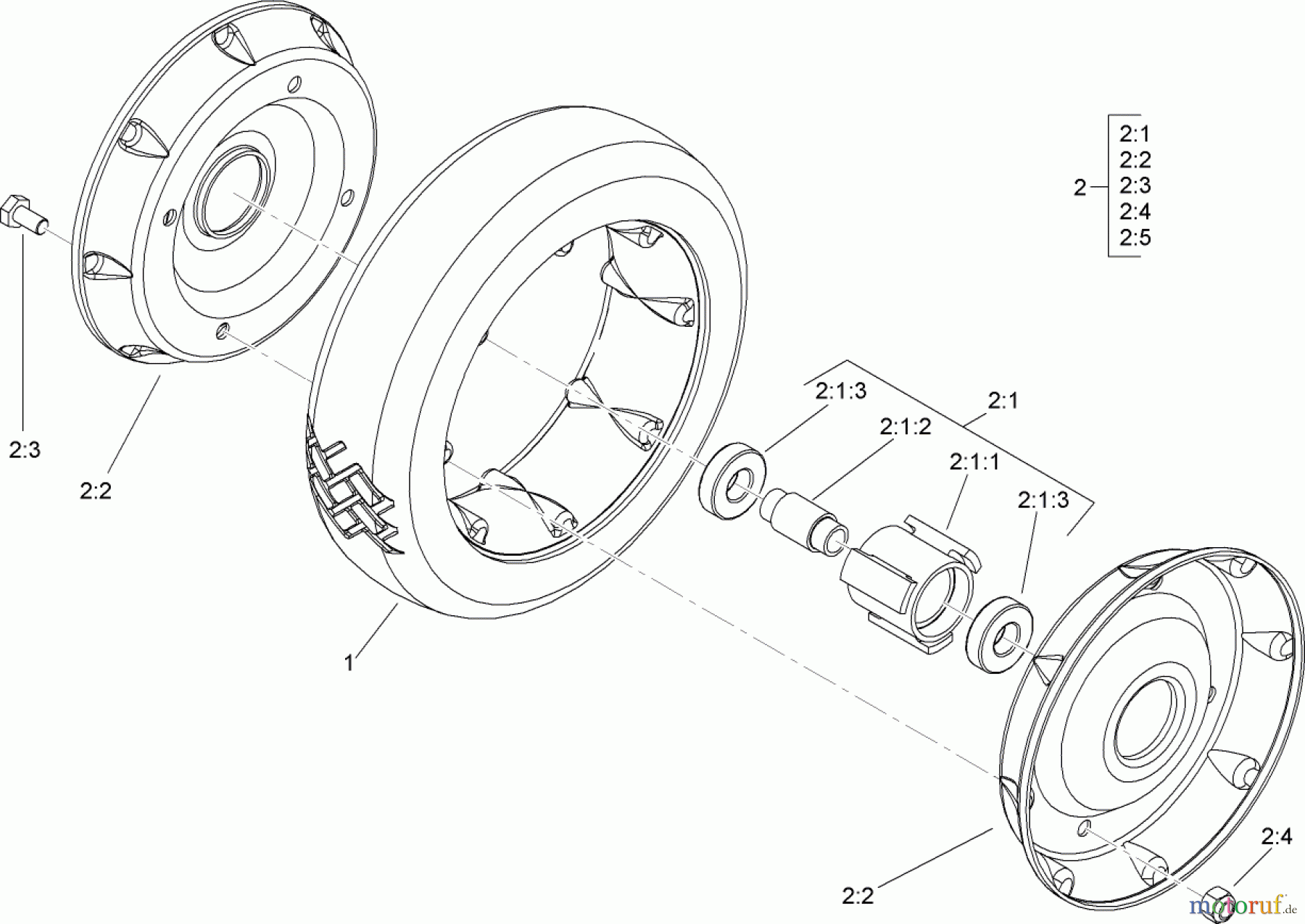  Toro Neu Mowers, Walk-Behind Seite 2 22164 (PT21) - Toro PT21 Trim Mower, 2007 (270003001-270999999) FRONT WHEEL AND TIRE ASSEMBLY NO. 100-2870