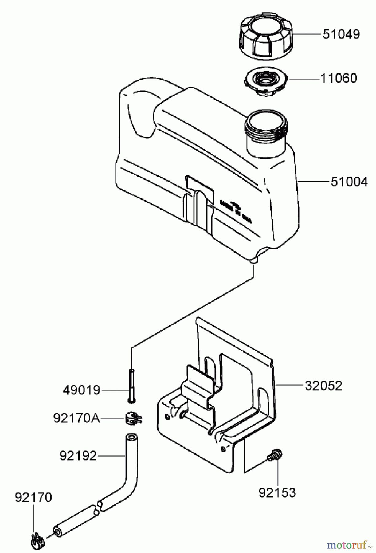  Toro Neu Mowers, Walk-Behind Seite 2 22164 (PT21) - Toro PT21 Trim Mower, 2007 (270003001-270999999) FUEL TANK AND FUEL VALVE ASSEMBLY KAWASAKI FJ180V-AS28