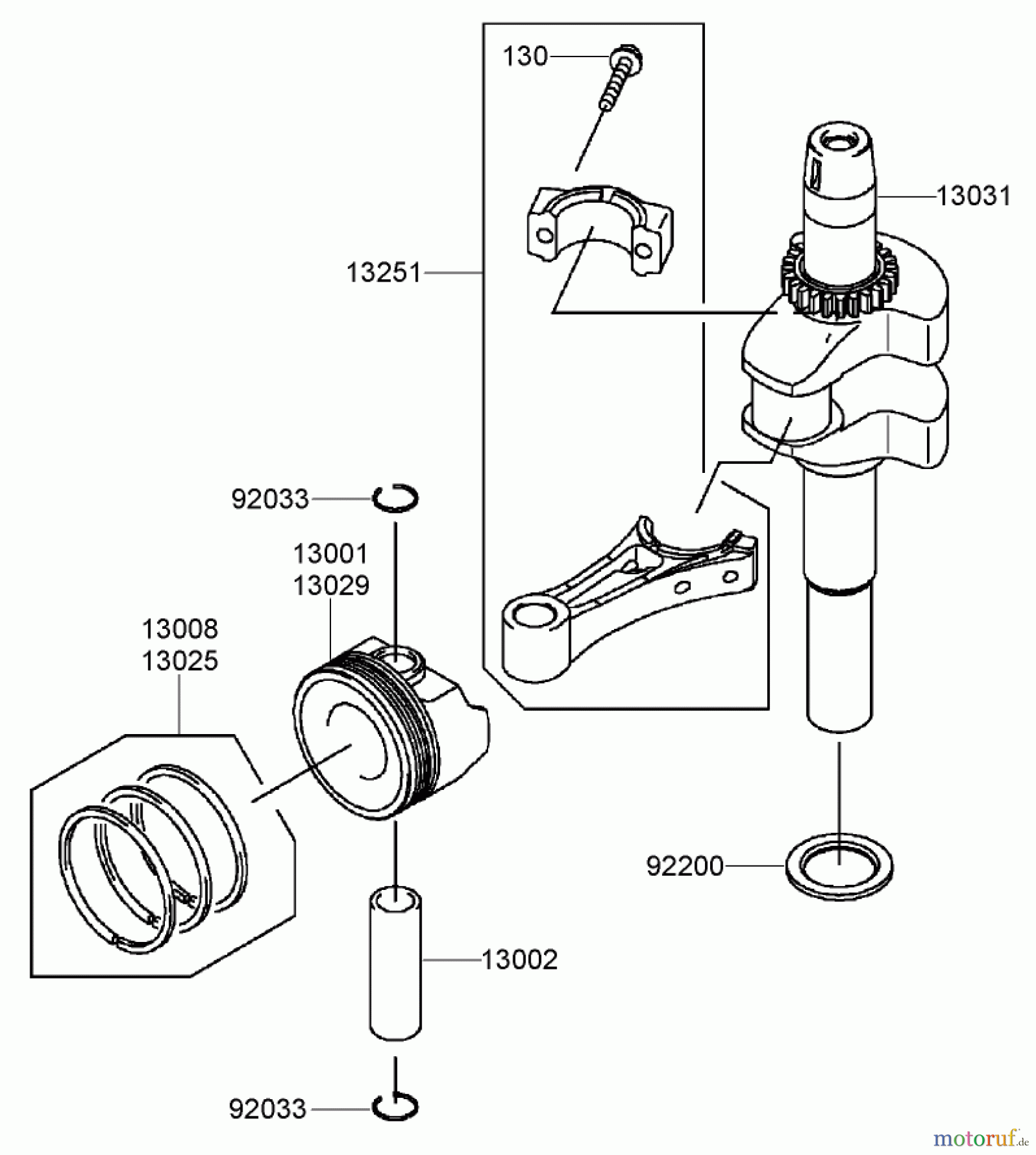  Toro Neu Mowers, Walk-Behind Seite 2 22164 (PT21) - Toro PT21 Trim Mower, 2007 (270003001-270999999) PISTON AND CRANKSHAFT ASSEMBLY KAWASAKI FJ180V-AS28