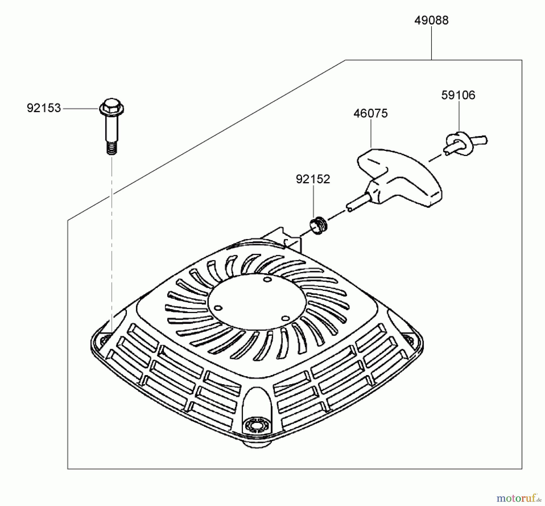  Toro Neu Mowers, Walk-Behind Seite 2 22164 (PT21) - Toro PT21 Trim Mower, 2007 (270003001-270999999) STARTER ASSEMBLY KAWASAKI FJ180V-AS28