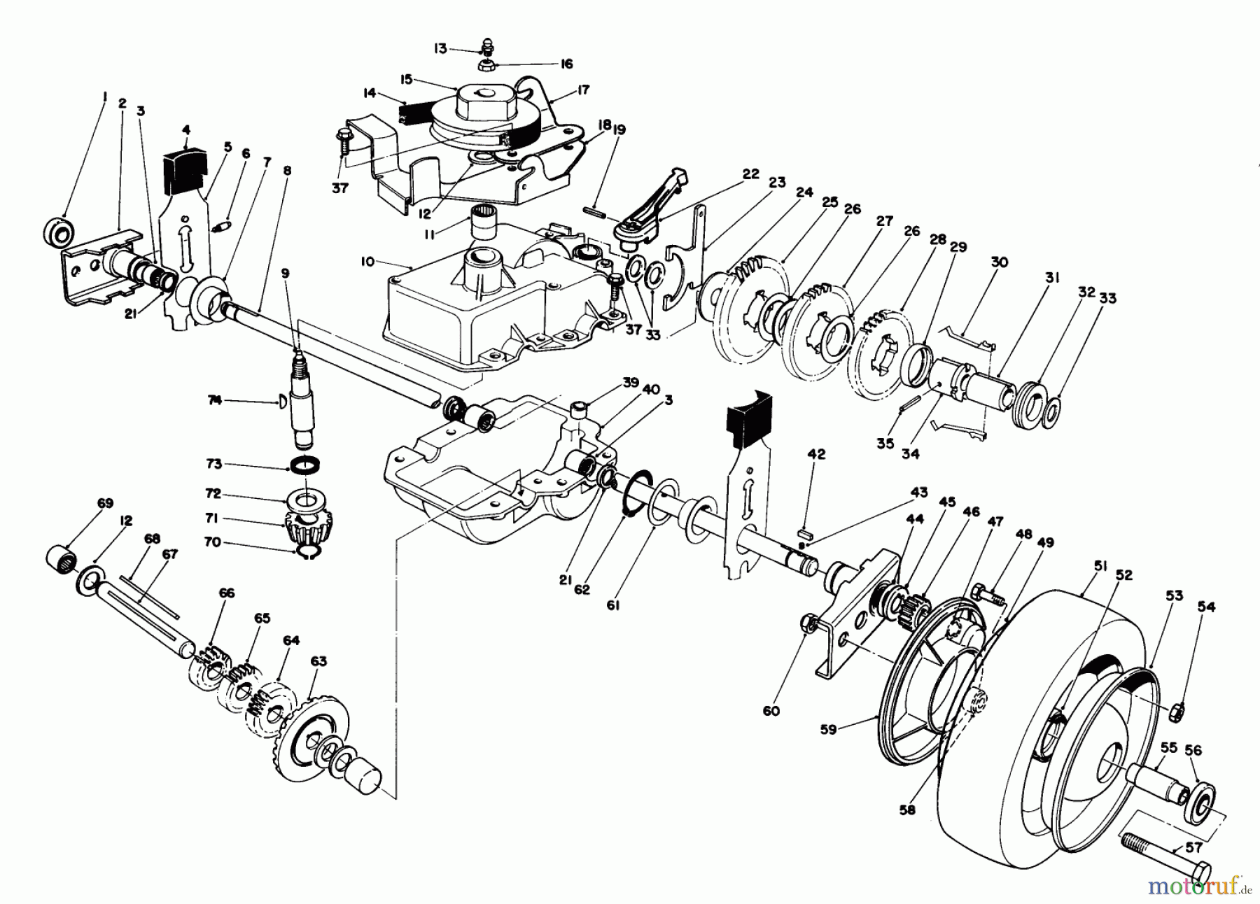  Toro Neu Mowers, Walk-Behind Seite 2 22700 - Toro Lawnmower, 1991 (1000001-1999999) GEAR CASE ASSEMBLY