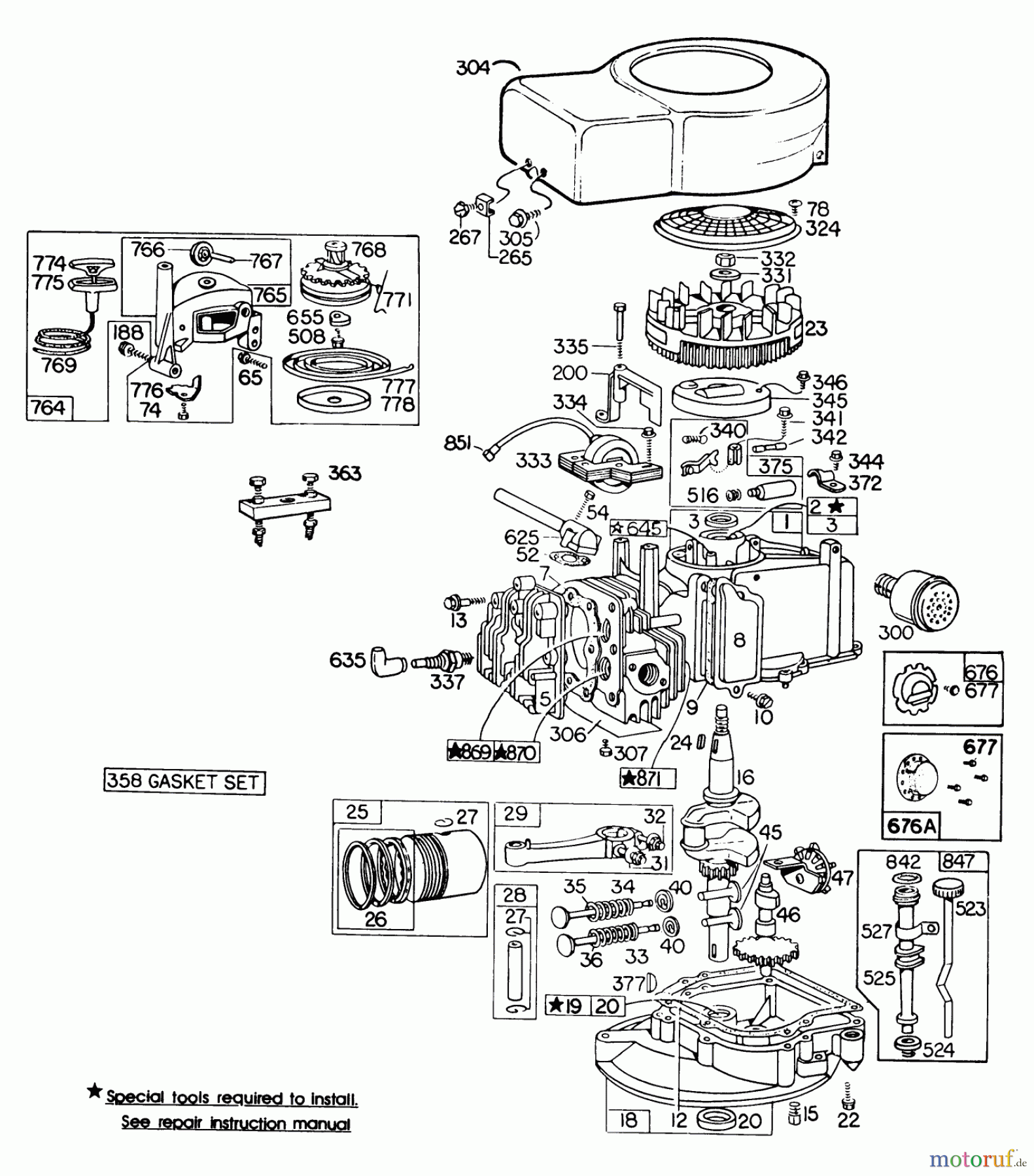  Toro Neu Mowers, Walk-Behind Seite 2 23450 - Toro Lawnmower, 1980 (0000001-0999999) ENGINE BRIGGS & STRATTON MODEL 110908-0492-01 #2