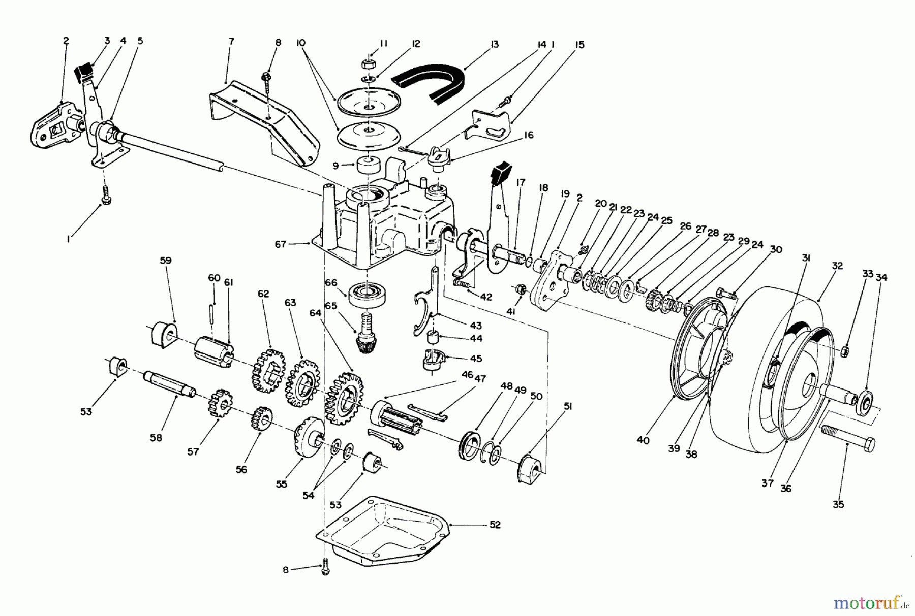  Toro Neu Mowers, Walk-Behind Seite 2 26620BF - Toro Lawnmower, 1991 (1000001-1999999) GEAR CASE ASSEMBLY