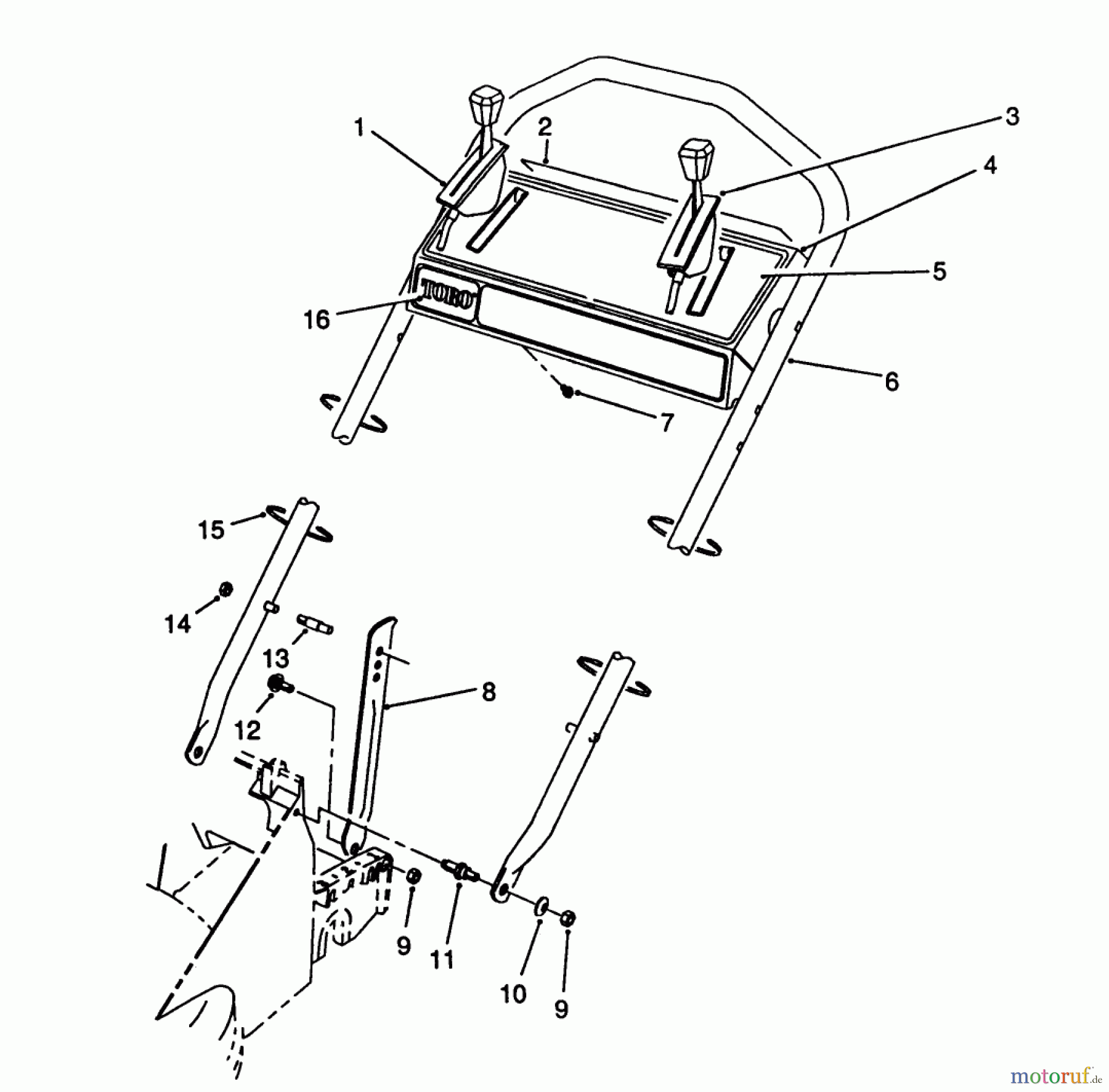  Toro Neu Mowers, Walk-Behind Seite 2 26622 - Toro Lawnmower, 1989 (9000001-9999999) HANDLE ASSEMBLY