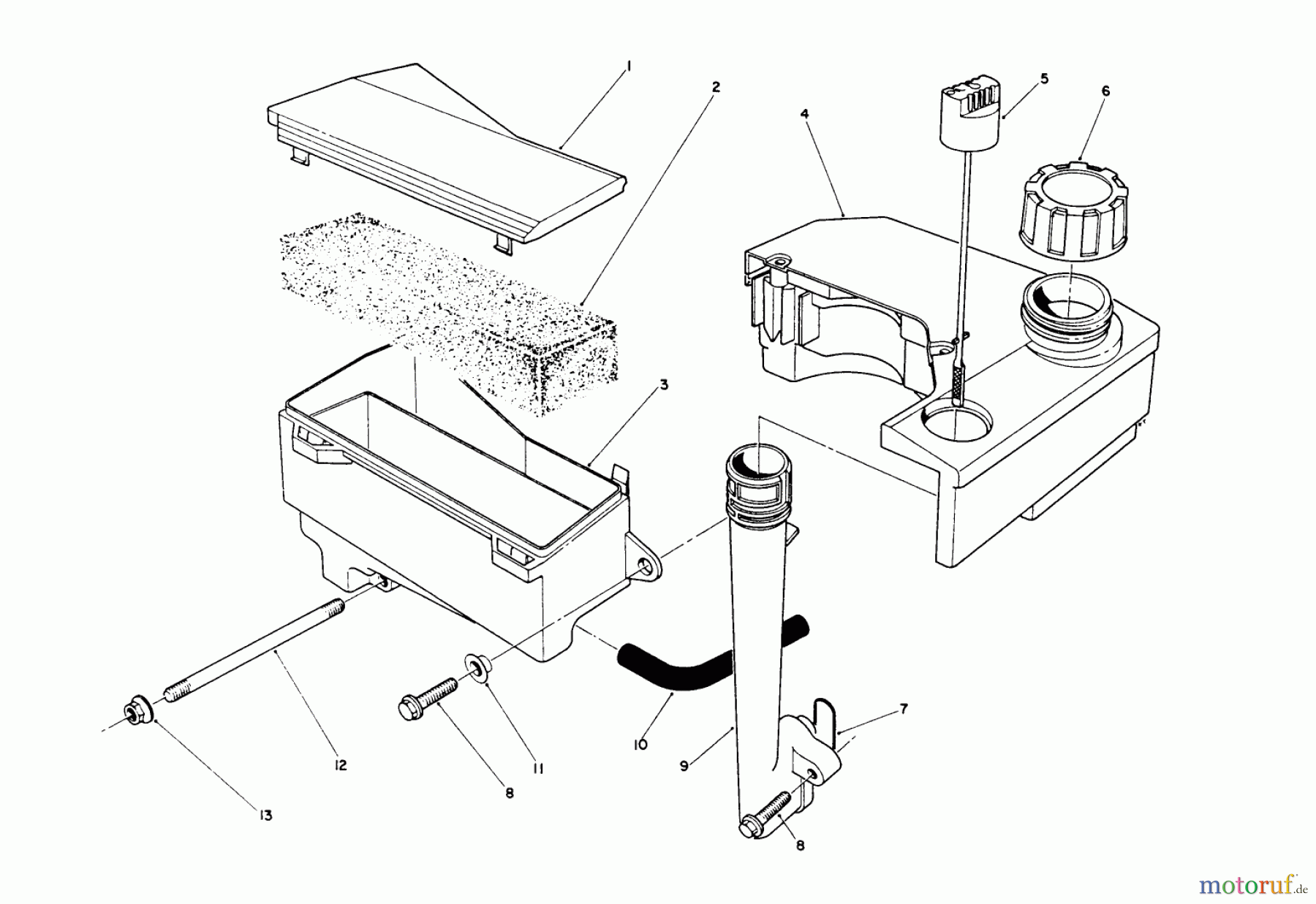  Toro Neu Mowers, Walk-Behind Seite 2 26623 - Toro Lawnmower, 1991 (0000001-0999999) AIR CLEANER & FUEL TANK ASSEMBLY (ENGINE MODEL NO. VML0-2)