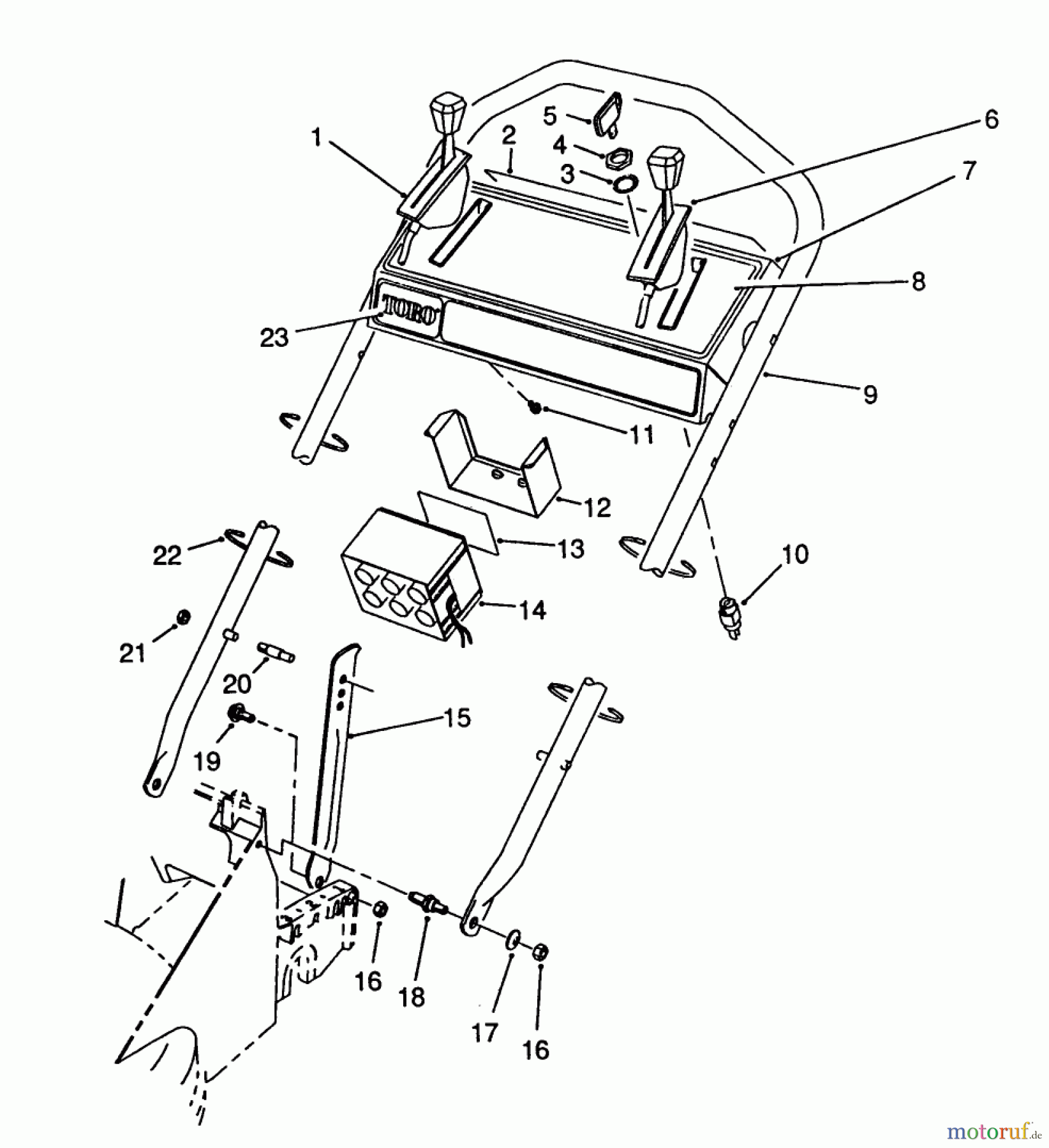  Toro Neu Mowers, Walk-Behind Seite 2 26624 - Toro Lawnmower, 1989 (9000001-9999999) HANDLE ASSEMBLY