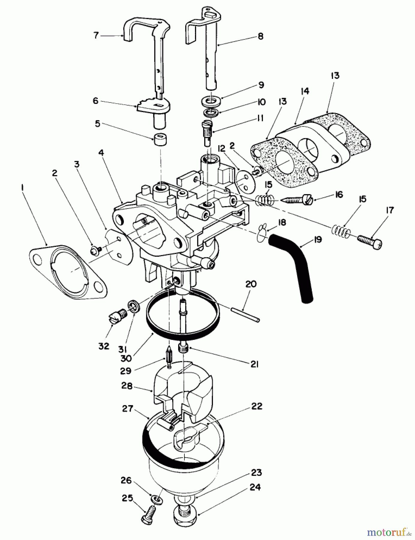  Toro Neu Mowers, Walk-Behind Seite 2 26625B - Toro Lawnmower, 1991 (1000001-1999999) CARBURETOR ASSEMBLY (ENGINE NO. VML0-5)