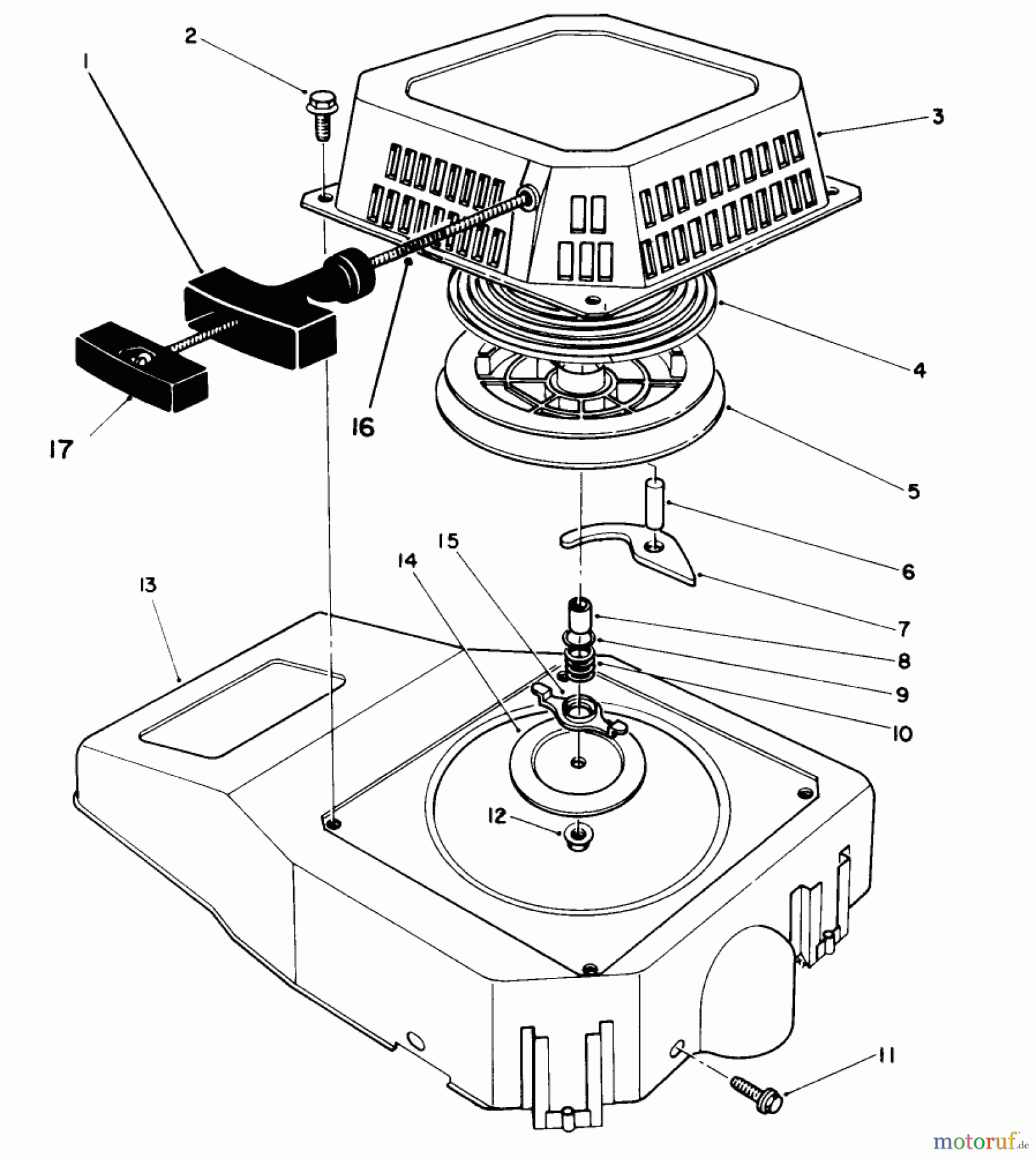  Toro Neu Mowers, Walk-Behind Seite 2 26625B - Toro Lawnmower, 1991 (1000001-1999999) RECOIL ASSEMBLY (ENGINE NO. VML0-5)