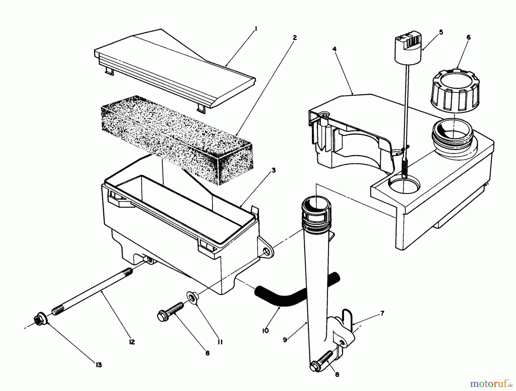  Toro Neu Mowers, Walk-Behind Seite 2 26625CG - Toro Lawnmower, 1989 (9000001-9999999) AIR CLEANER & FUEL TANK ASSEMBLY (ENGINE NO. VMJ8)