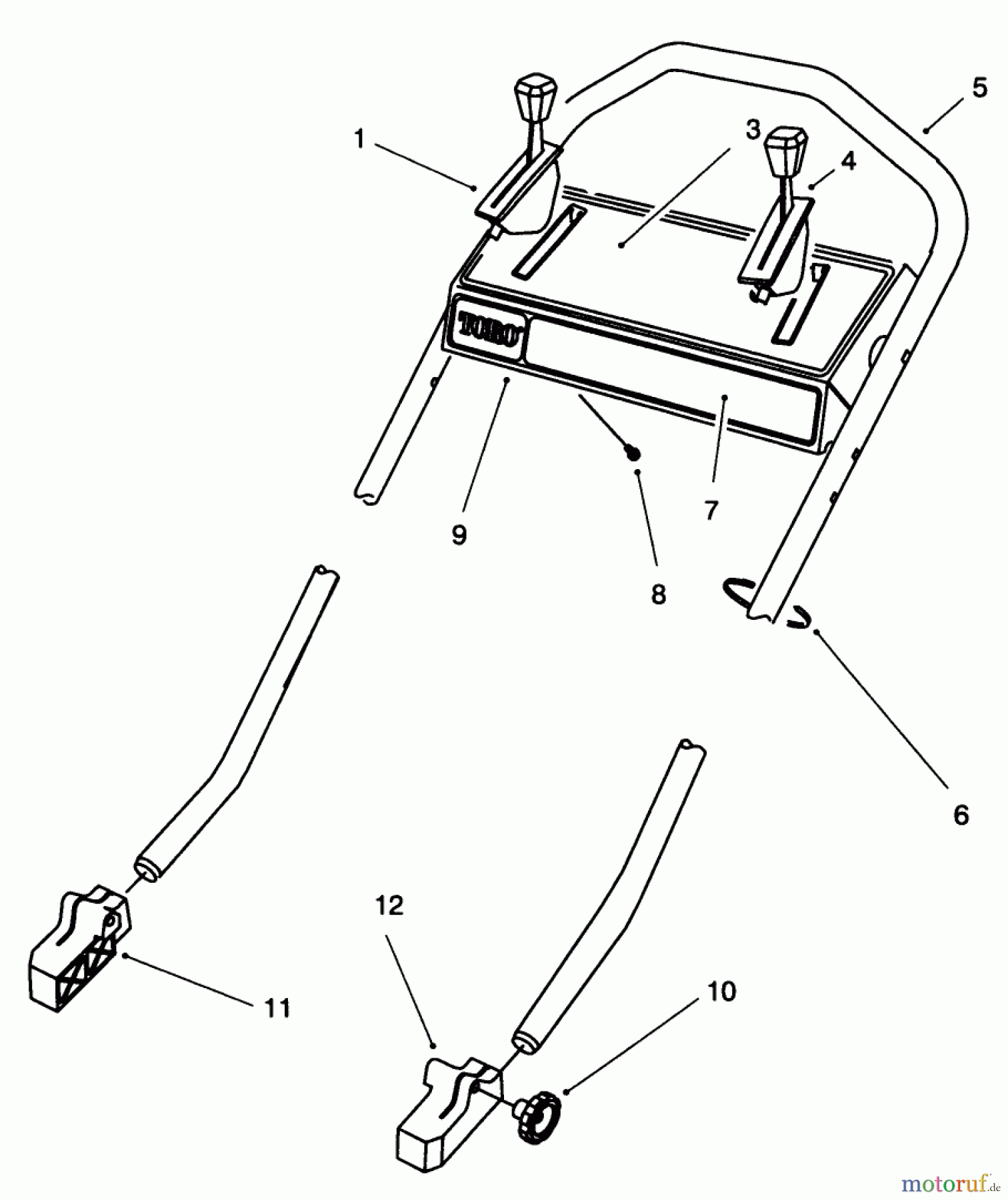  Toro Neu Mowers, Walk-Behind Seite 2 26632B - Toro Lawnmower, 1996 (6900001-6999999) HANDLE ASSEMBLY