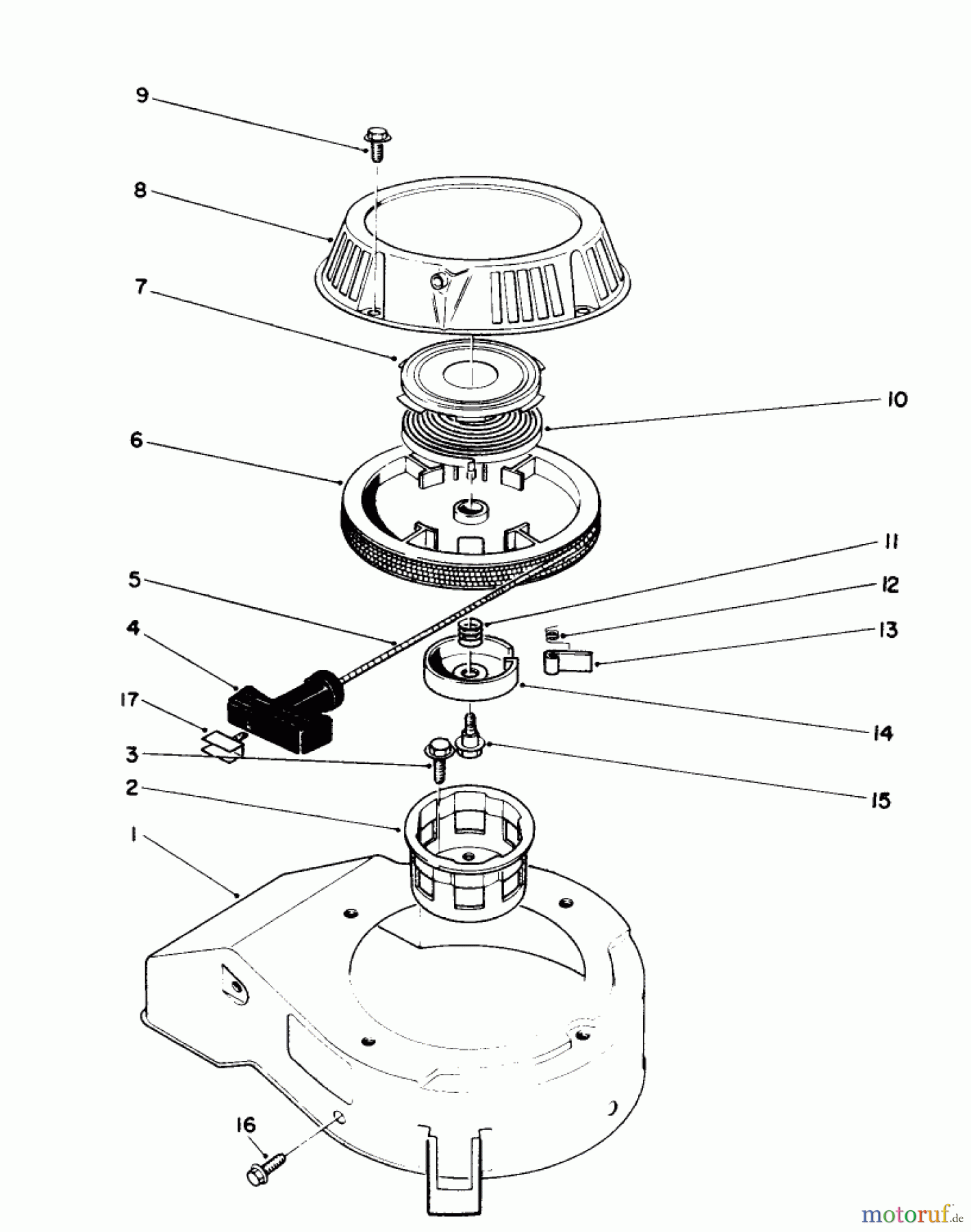  Toro Neu Mowers, Walk-Behind Seite 2 26680 - Toro Lawnmower, 1990 (0000001-0999999) RECOIL ASSEMBLY (ENGINE MODEL NO. 47PK9)