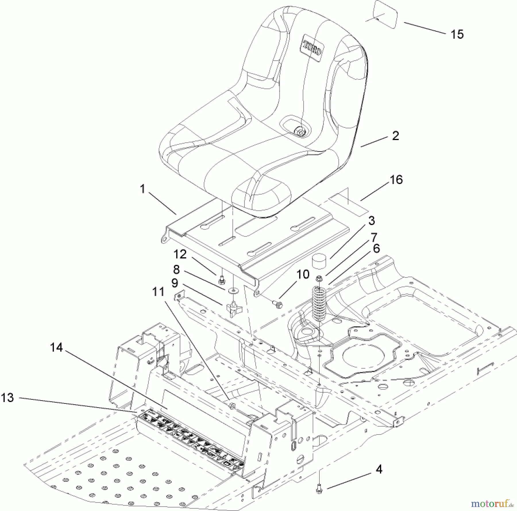  Toro Neu Mowers, Zero-Turn 74360 (Z4200) - Toro TimeCutter Z4200 Riding Mower, 2007 (270000001-270999999) SEAT ASSEMBLY