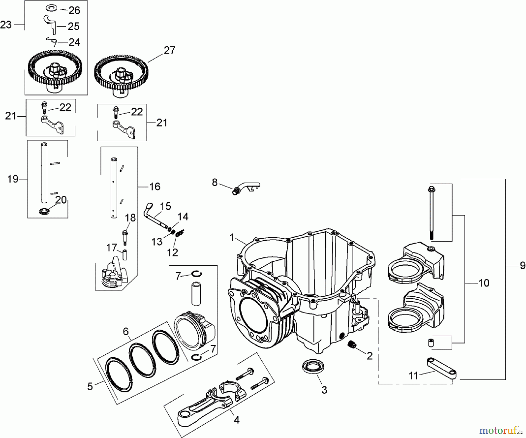  Toro Neu Mowers, Zero-Turn 74370 (Z5000) - Toro TimeCutter Z5000 Riding Mower, 2007 (270000001-270999999) CRANKCASE ASSEMBLY KOHLER SV610-0020