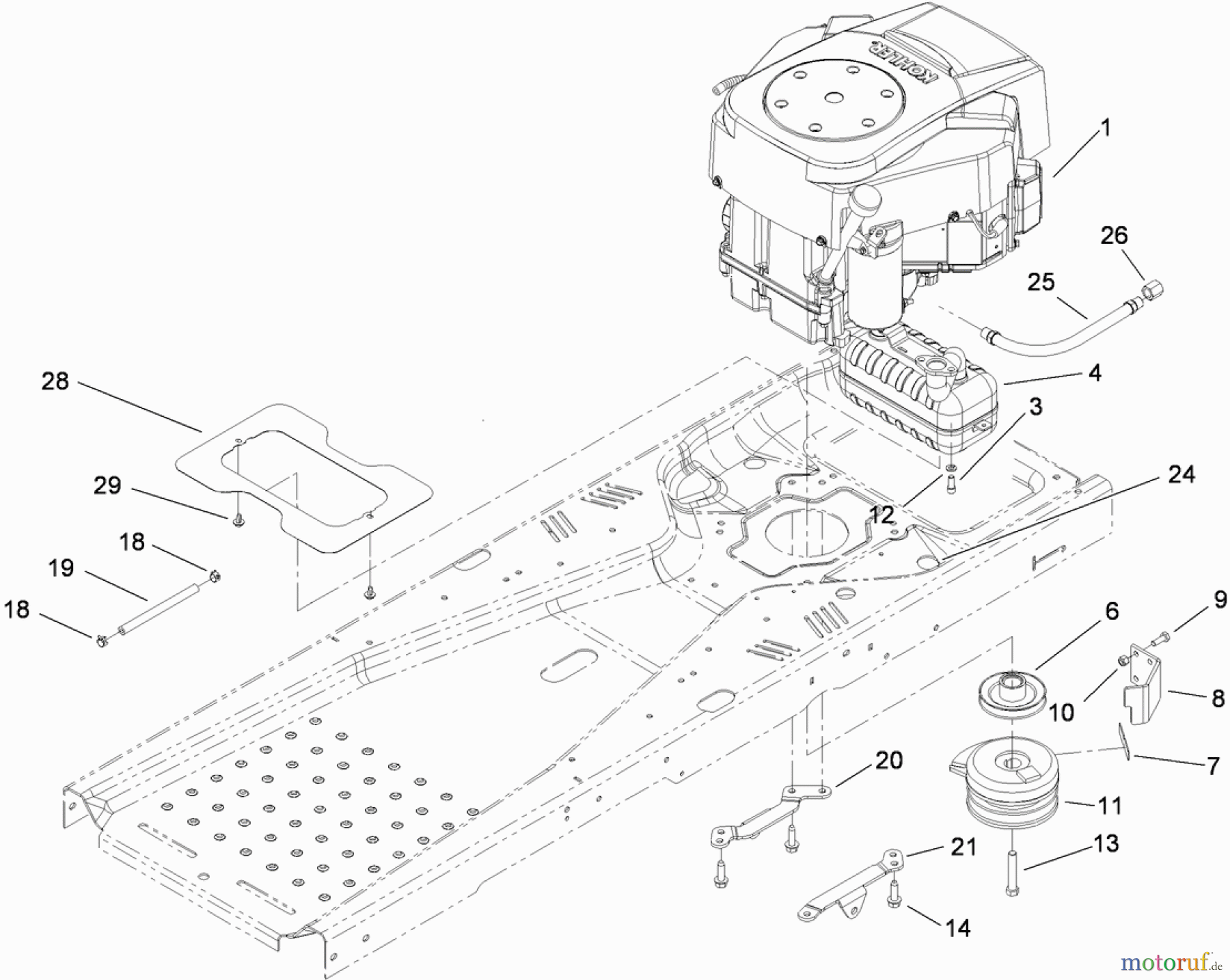  Toro Neu Mowers, Zero-Turn 74373 (Z5030) - Toro TimeCutter Z5030 Riding Mower, 2009 (290004013-290999999) ENGINE AND CLUTCH ASSEMBLY