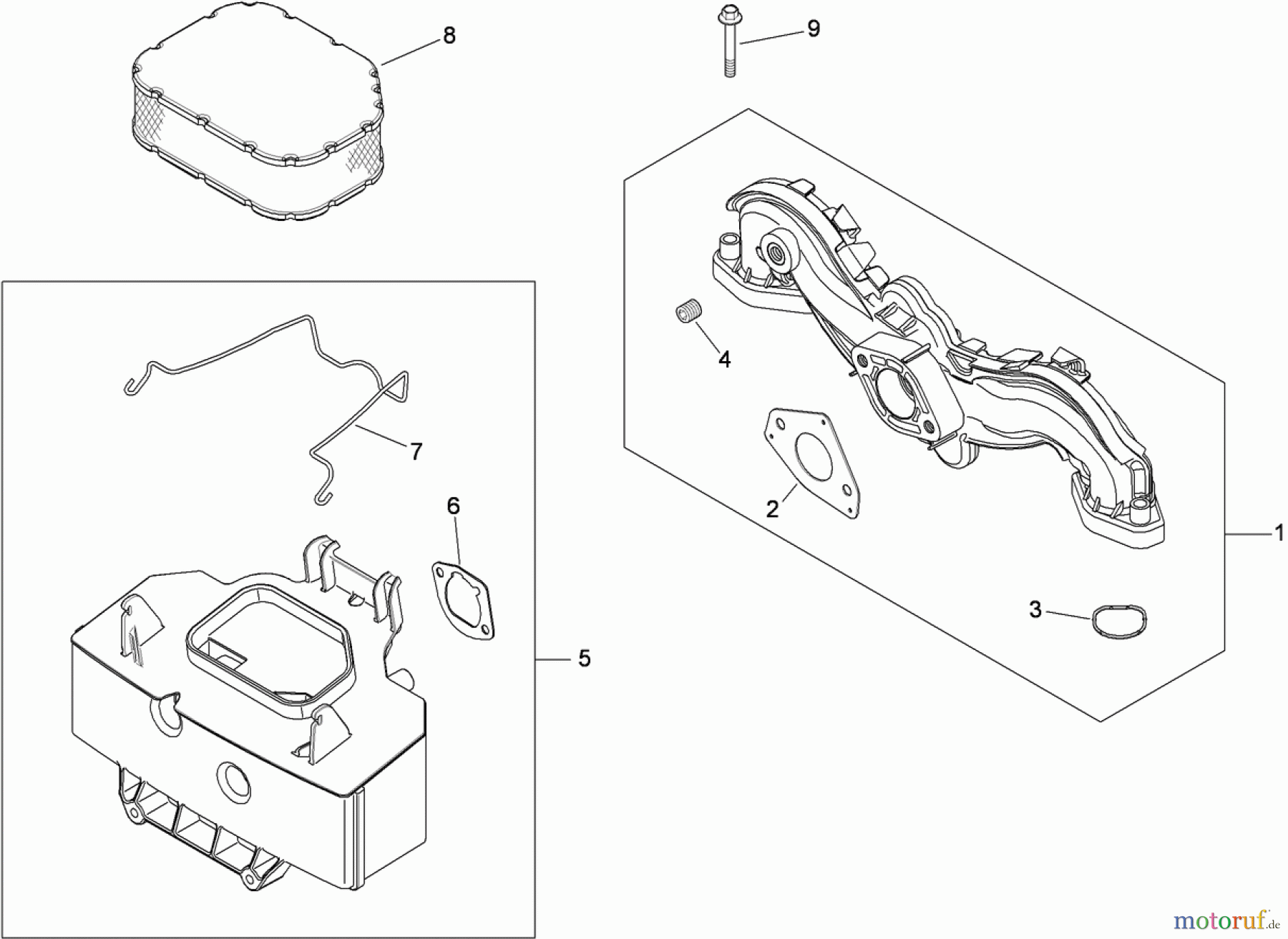  Toro Neu Mowers, Zero-Turn 74381 (Z4202) - Toro TimeCutter Z4202 Riding Mower, 2009 (290000211-290999999) AIR INTAKE AND FILTRATION ASSEMBLY KOHLER SV710-0031