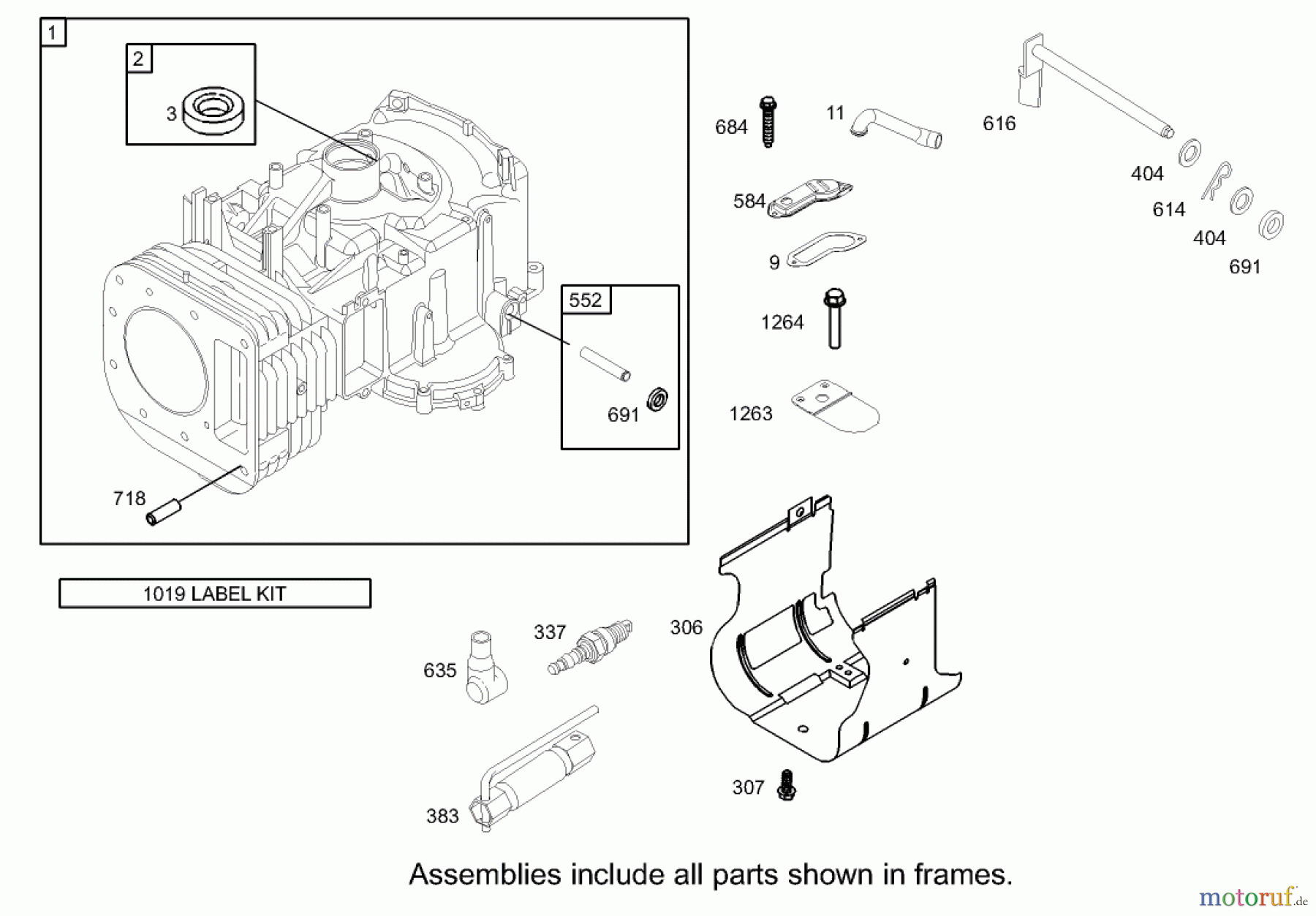  Toro Neu Mowers, Zero-Turn 74403 (16-42Z) - Toro 16-42Z TimeCutter Z Riding Mower, 2004 (240000001-240999999) CYLINDER ASSEMBLY BRIGGS AND STRATTON 286H77-0165-E1