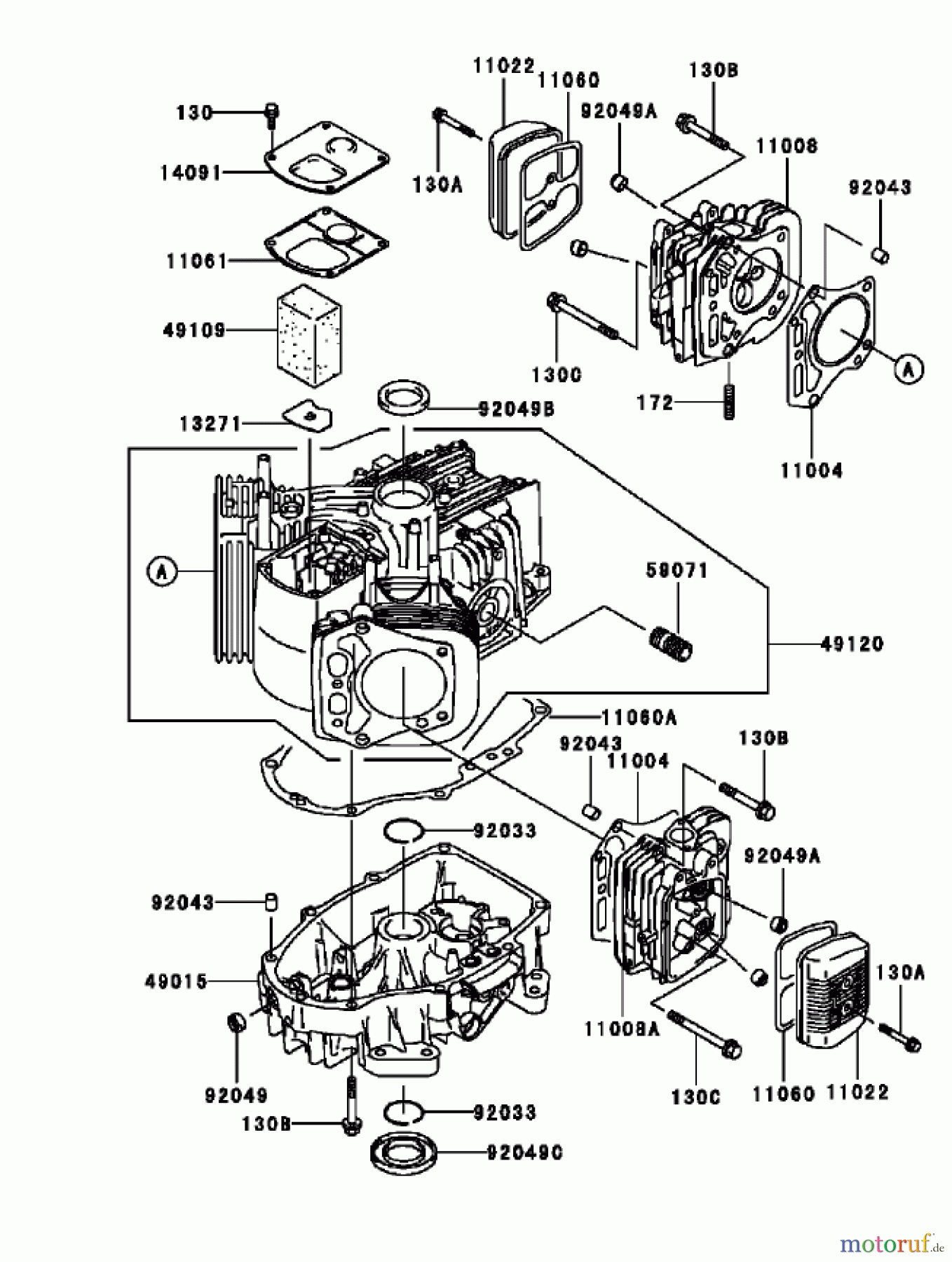  Toro Neu Mowers, Zero-Turn 74405 (18-52ZX) - Toro 18-52ZX TimeCutter ZX Riding Mower, 2004 (240000001-240999999) CYLINDER / CRANKCASE ASSEMBLY KAWASAKI FH531V-AS11