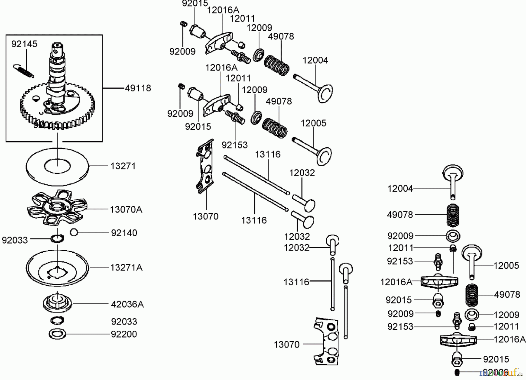  Toro Neu Mowers, Zero-Turn 74406 (ZX440) - Toro TimeCutter ZX440 Riding Mower, 2006 (260000241-260999999) VALVE AND CAMSHAFT ASSEMBLY KAWASAKI FH541V-BS50-R