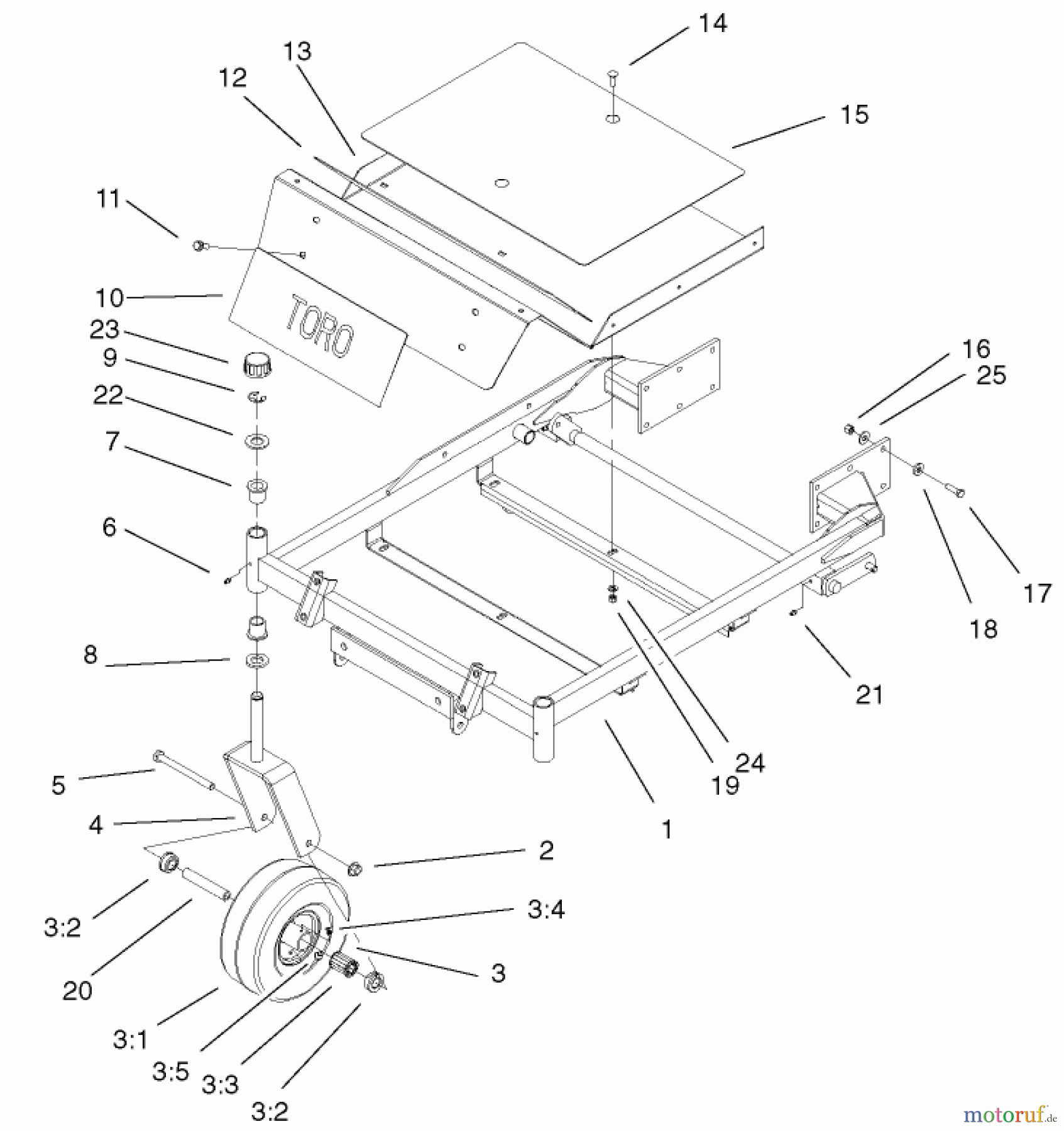  Toro Neu Mowers, Zero-Turn 74501 (Z16-44) - Toro Z16-44 TimeCutter Z Riding Mower, 2001 (210000001-210999999) FRONT FRAME ASSEMBLY