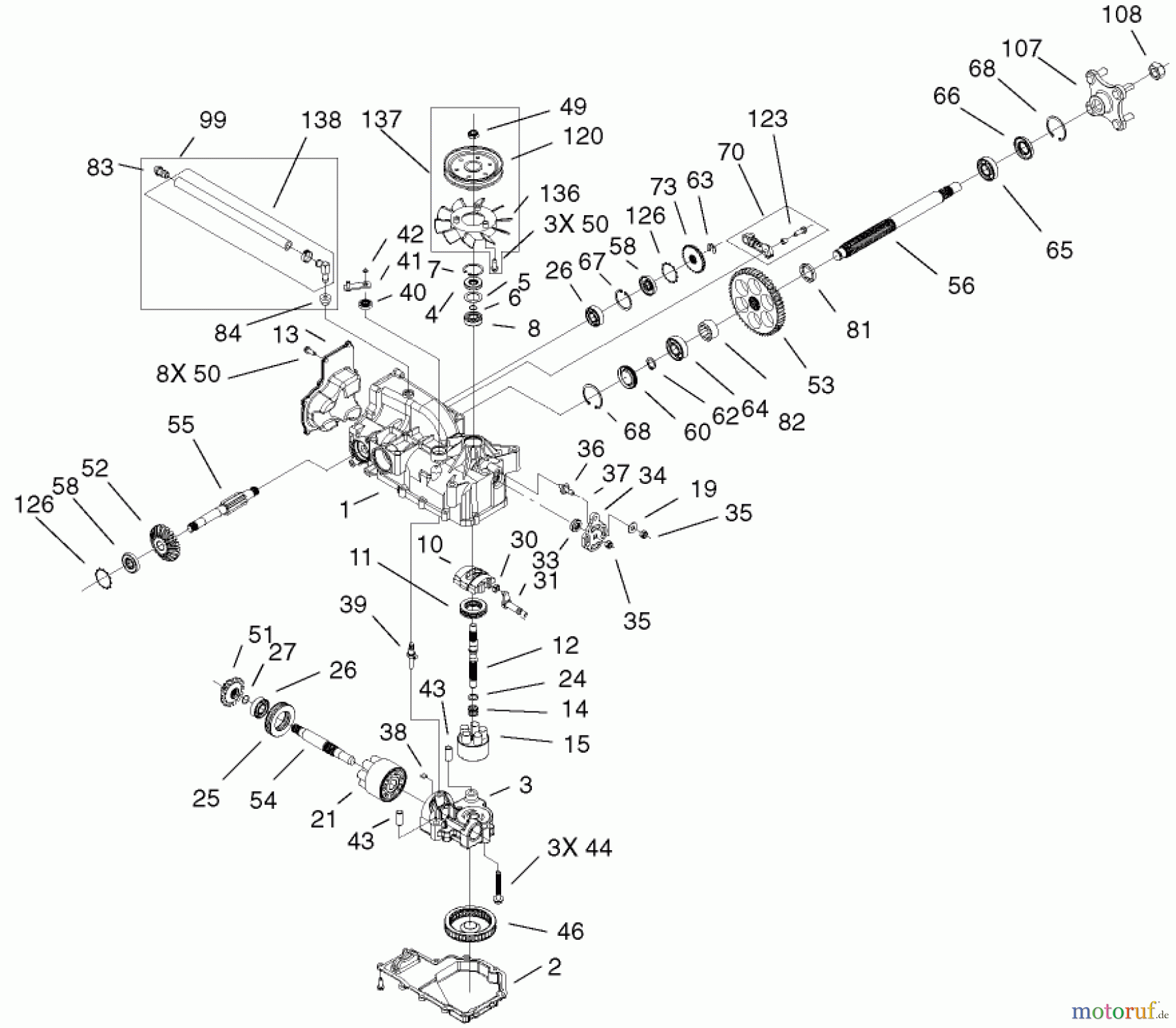  Toro Neu Mowers, Zero-Turn 74501 (Z16-44) - Toro Z16-44 TimeCutter Z Riding Mower, 2001 (210000001-210999999) LEFT HAND HYDRO TRANSAXLE ASSEMBLY NO. 100-7361