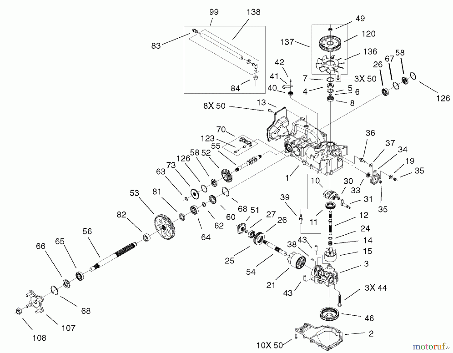  Toro Neu Mowers, Zero-Turn 74501 (Z16-44) - Toro Z16-44 TimeCutter Z Riding Mower, 2001 (210000001-210999999) RIGHT HAND HYDRO TRANSAXLE ASSEMBLY NO. 100-7360