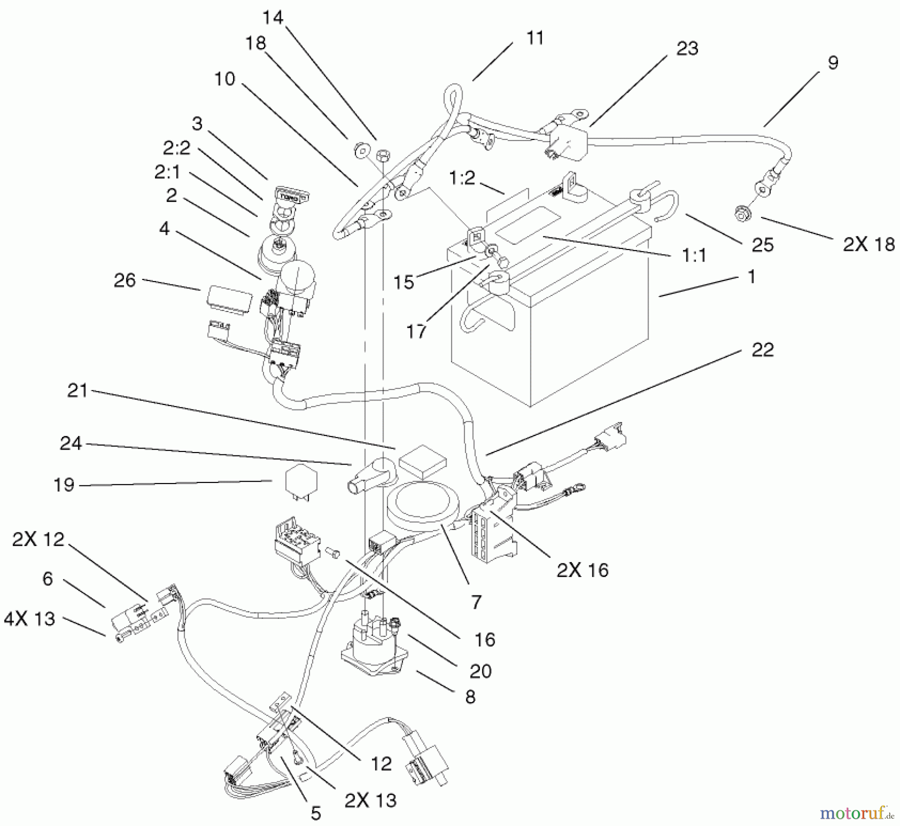  Toro Neu Mowers, Zero-Turn 74601 (Z17-44) - Toro Z17-44 TimeCutter Z Riding Mower, 2001 (210000001-210999999) ELECTRICAL ASSEMBLY