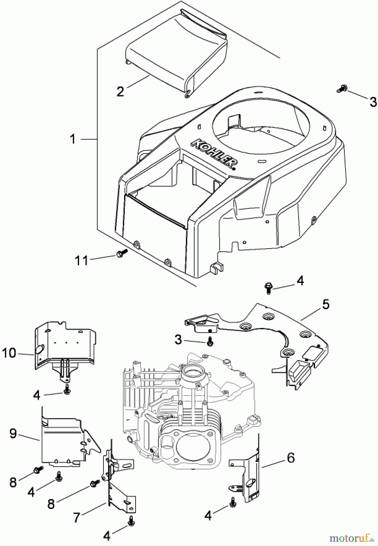  Toro Neu Mowers, Zero-Turn 74816 (Z4800) - Toro TITAN Z4800 Zero-Turn-Radius Riding Mower, 2008 (280000001-280999999) BLOWER HOUSING ASSEMBLY KOHLER SV820-0012