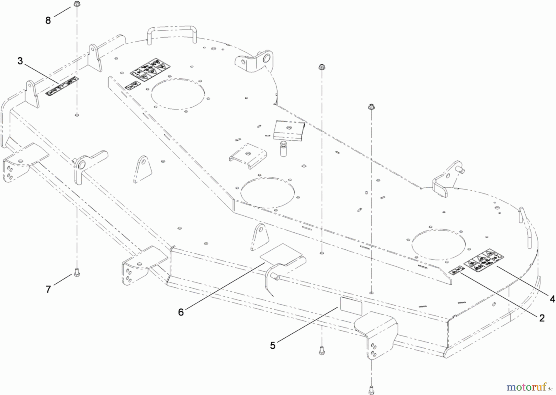  Toro Neu Mowers, Zero-Turn 74824 (ZX6050) - Toro TITAN ZX6050 Zero-Turn-Radius Riding Mower, 2009 (290000001-290999999) 60 INCH DECK AND DECAL ASSEMBLY NO. 117-5375