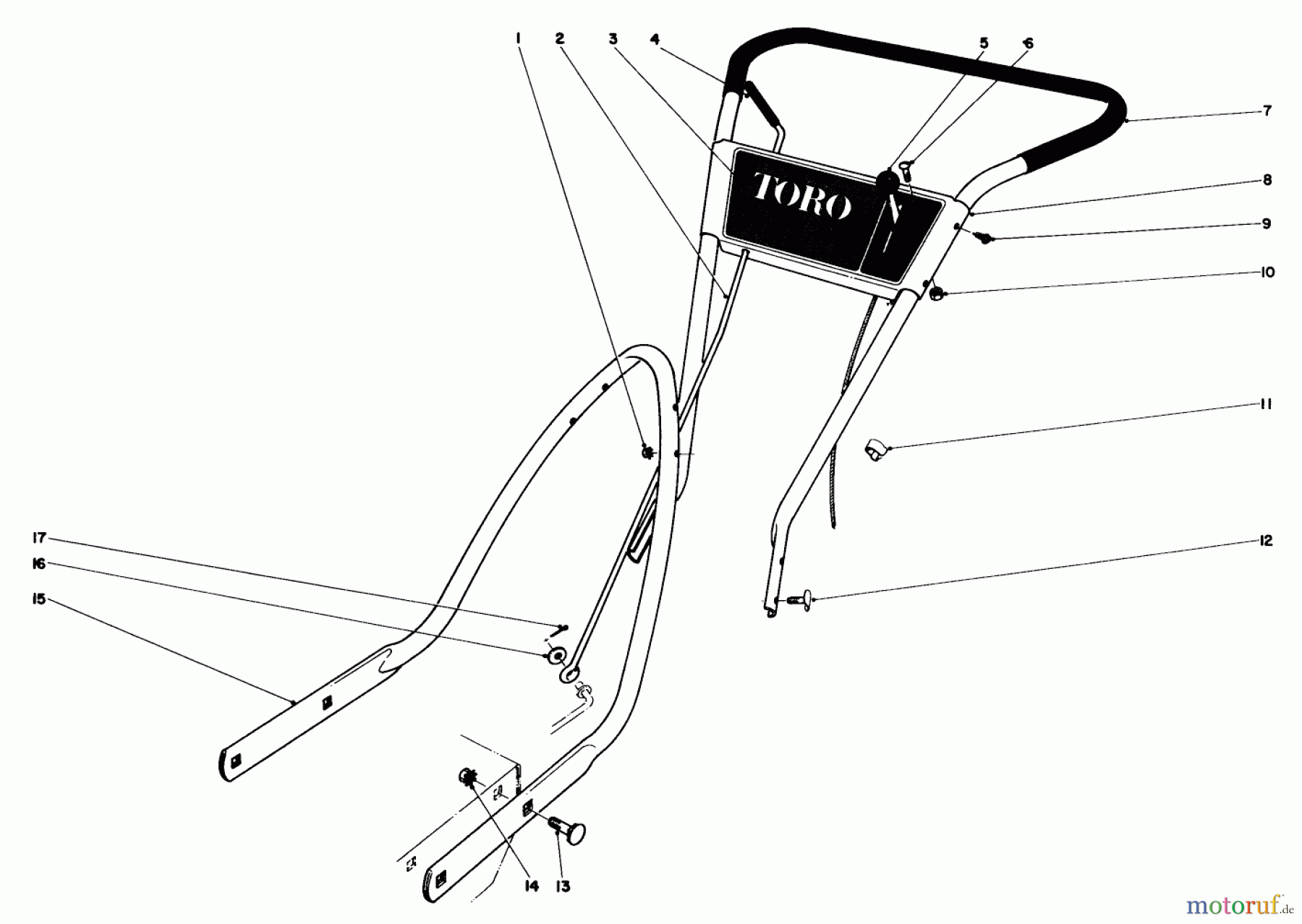  Toro Neu Snow Blowers/Snow Throwers Seite 1 31304 - Toro Snowhound, 1974 (4000001-4999999) HANDLE ASSEMBLY