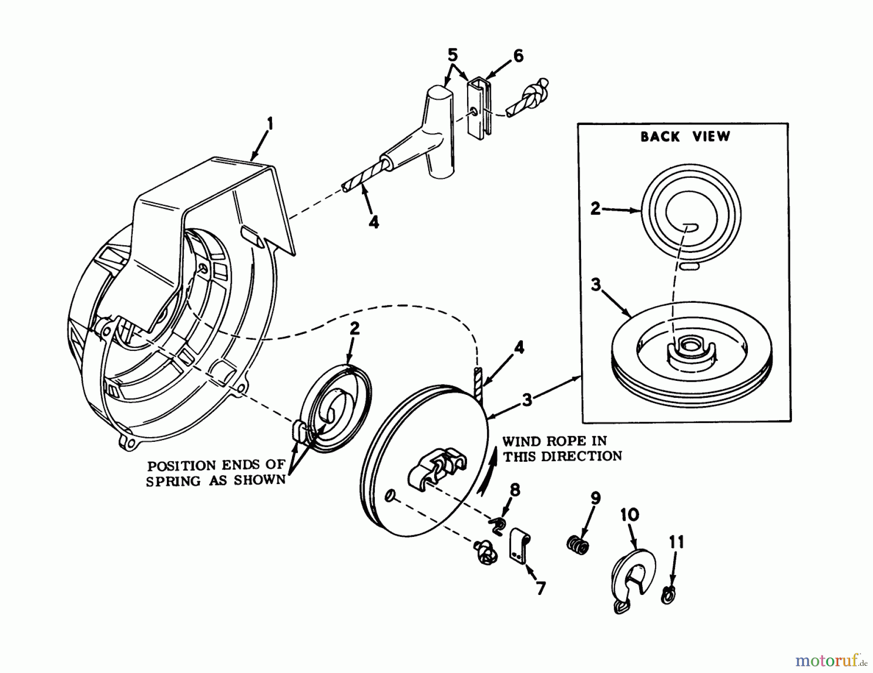  Toro Neu Snow Blowers/Snow Throwers Seite 1 31405 - Toro Snow Pup, 1977 (7000001-7999999) SHROUD AND REWIND STARTER NO. 590398B