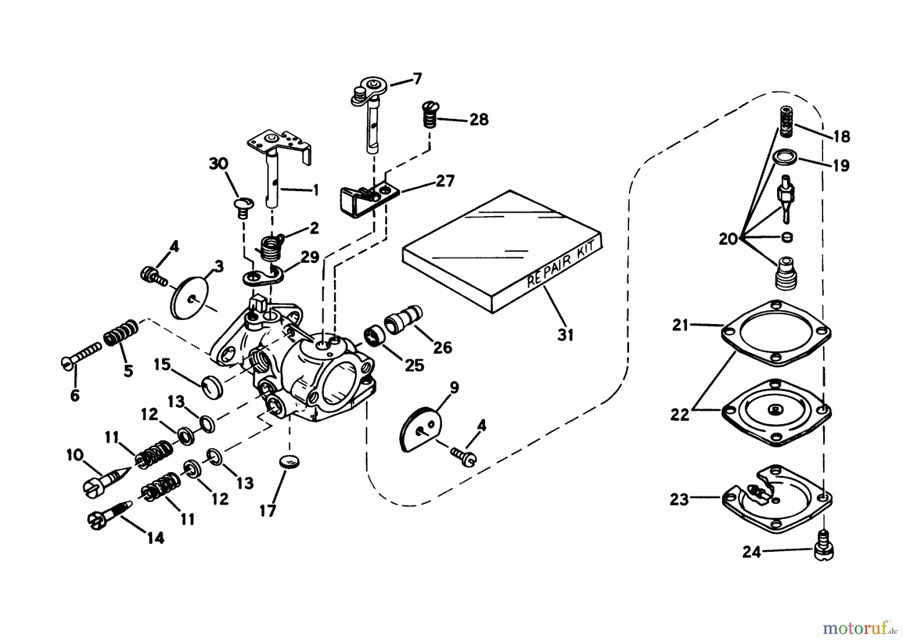  Toro Neu Snow Blowers/Snow Throwers Seite 1 31502 - Toro Snow Pup, 1974 (4000001-4999999) CARBURETOR NO. 631654A