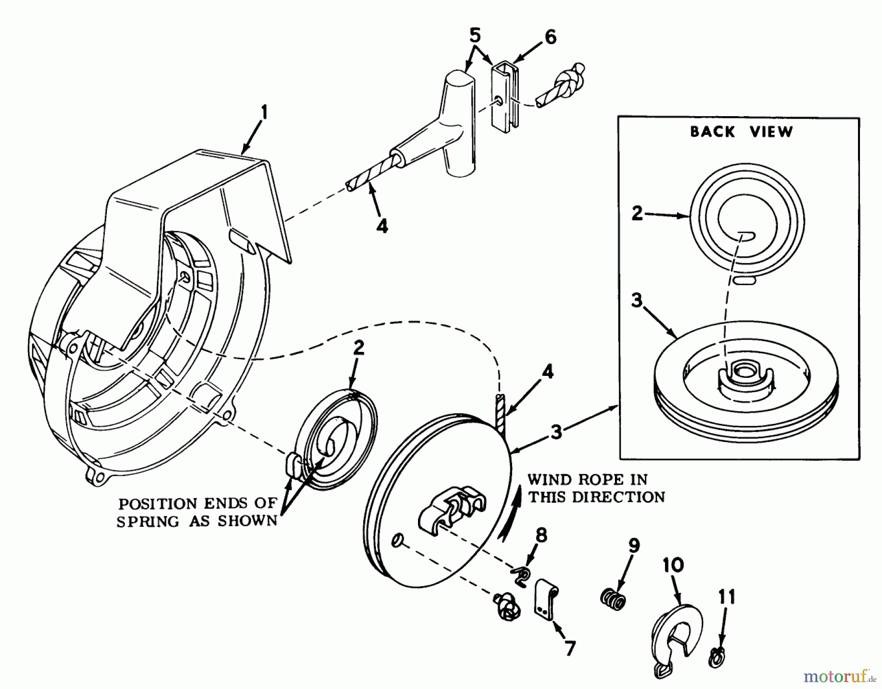  Toro Neu Snow Blowers/Snow Throwers Seite 1 31412 - Toro Snow Pup, 1975 (5000001-5999999) SHROUD AND REWIND STARTER NO. 590398B