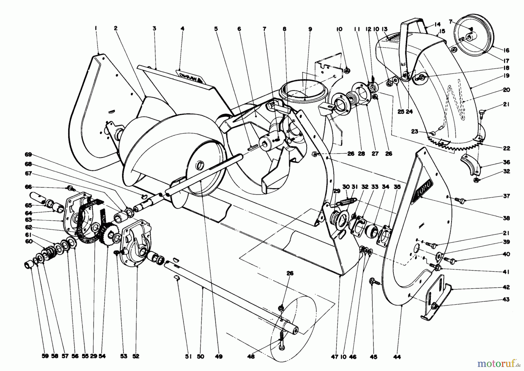  Toro Neu Snow Blowers/Snow Throwers Seite 1 31625 (524) - Toro 524 Snowthrower, 1975 (5000001-5999999) AUGER ASSAMBLY