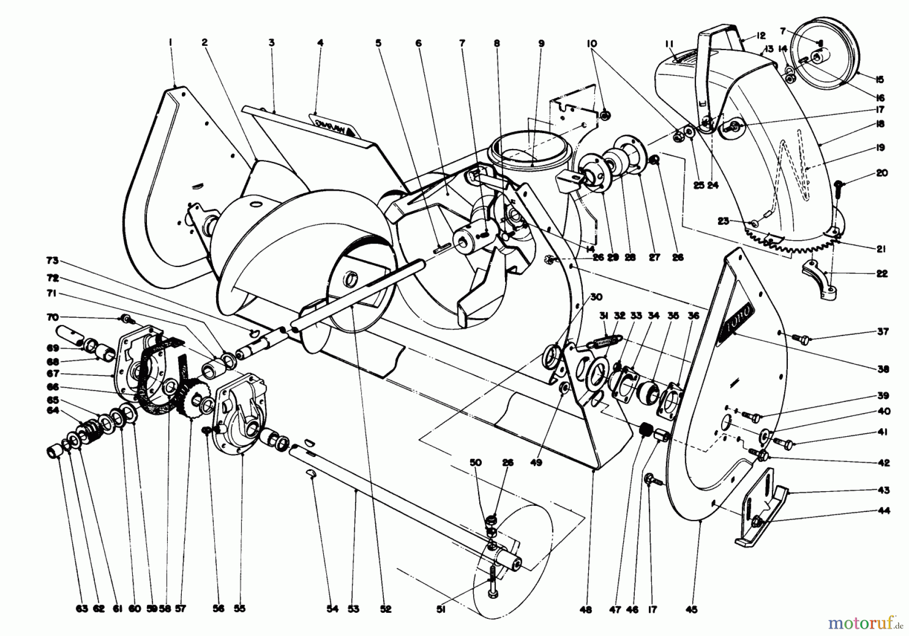  Toro Neu Snow Blowers/Snow Throwers Seite 1 31677 (724) - Toro 724 Snowthrower, 1977 (7000001-7999999) AUGER ASSEMBLY