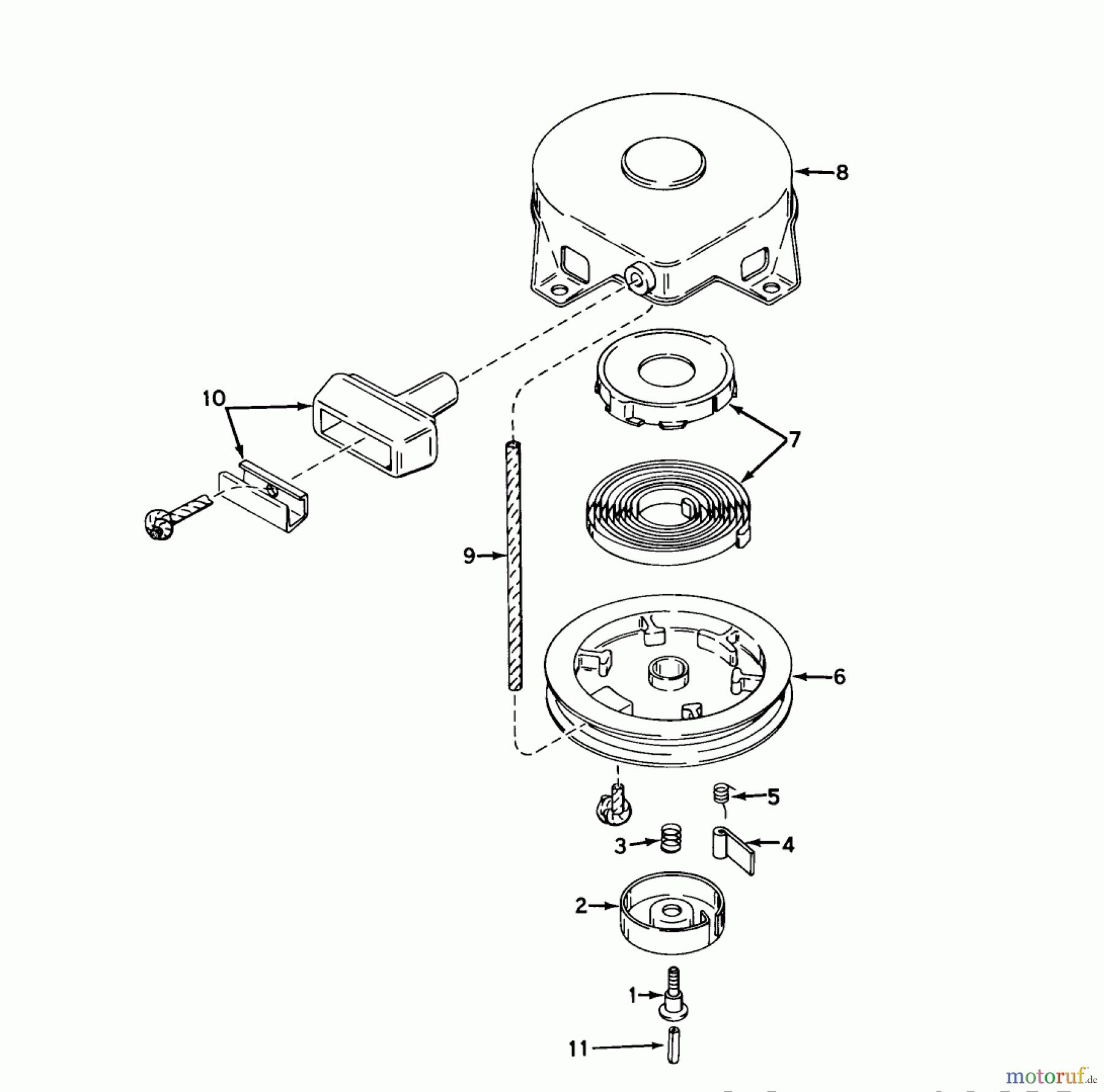  Toro Neu Snow Blowers/Snow Throwers Seite 1 31626 (526) - Toro 526 Snowthrower, 1971 (1000001-1999999) STARTER ASSEMBLY MODEL NO. 590420