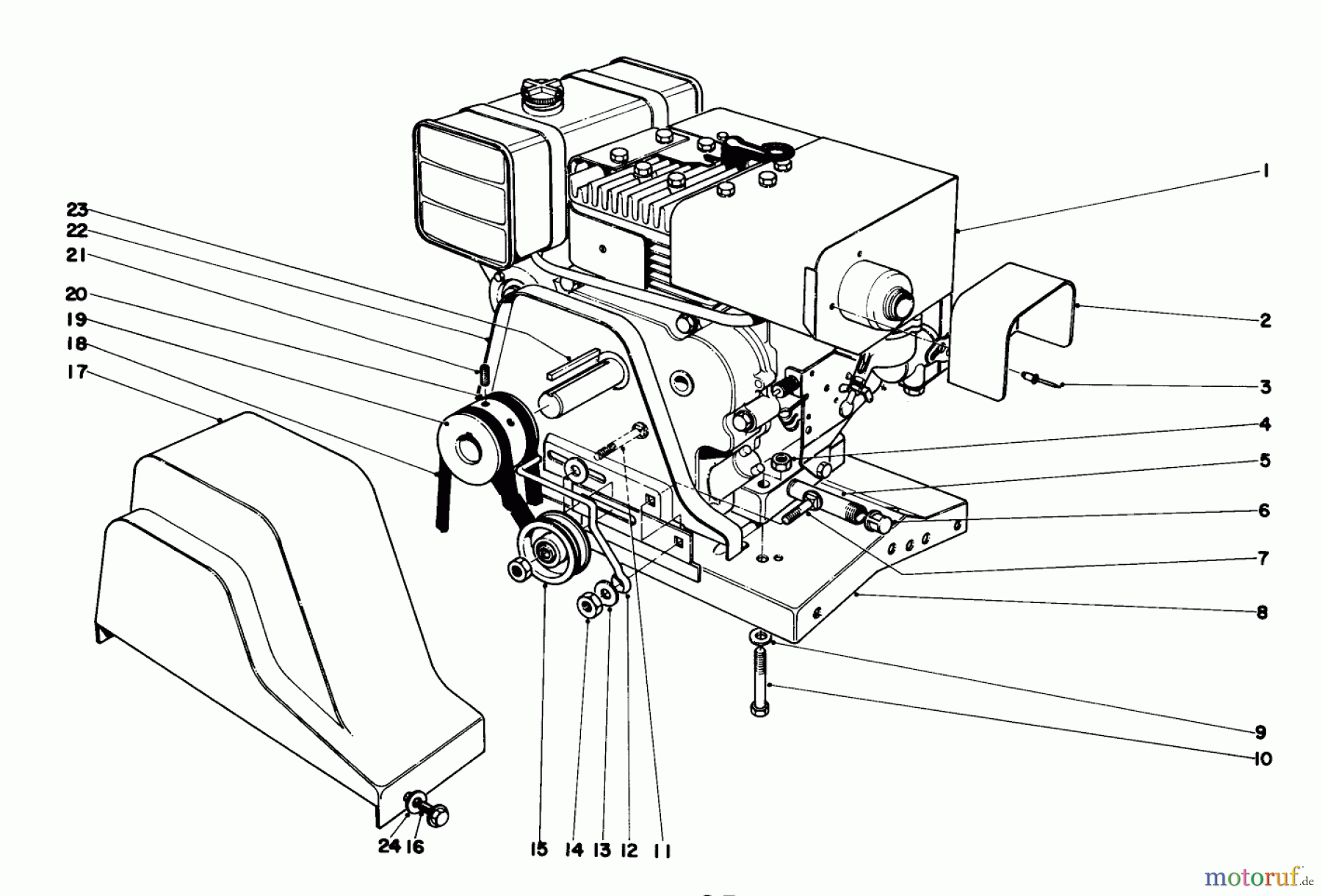  Toro Neu Snow Blowers/Snow Throwers Seite 1 31832 (832) - Toro 832 Snowthrower, 1971 (1000001-1999999) ENGINE ASSEMBLY