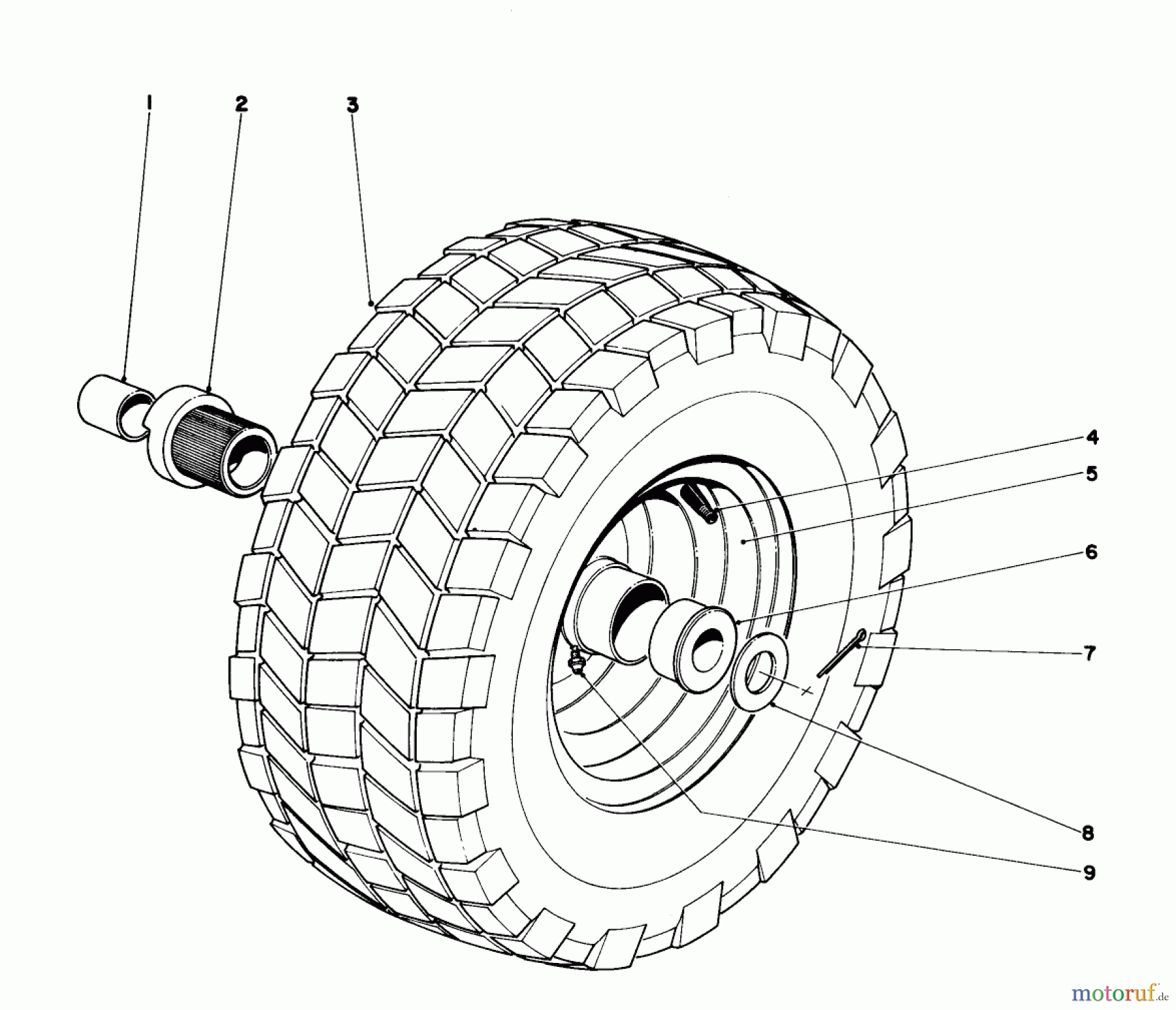  Toro Neu Snow Blowers/Snow Throwers Seite 1 31727 (726) - Toro 726 Snowthrower, 1971 (1000001-1999999) WHEEL ASSEMBLY