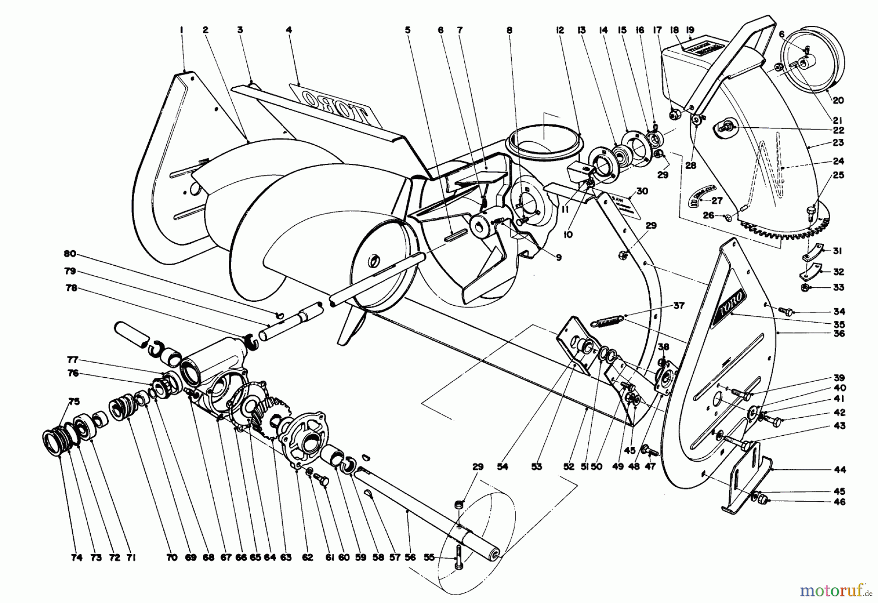  Toro Neu Snow Blowers/Snow Throwers Seite 1 31763 (726) - Toro 726 Snowthrower, 1973 (3000001-3999999) AUGER ASSEMBLY