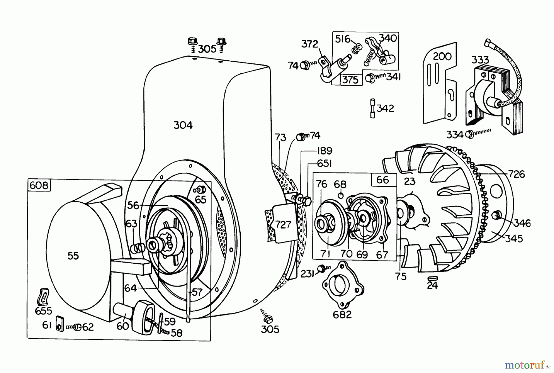  Toro Neu Snow Blowers/Snow Throwers Seite 1 31763 (826) - Toro 826 Snowthrower, 1975 (5000001-5999999) REWIND STARTER ASSEMBLY