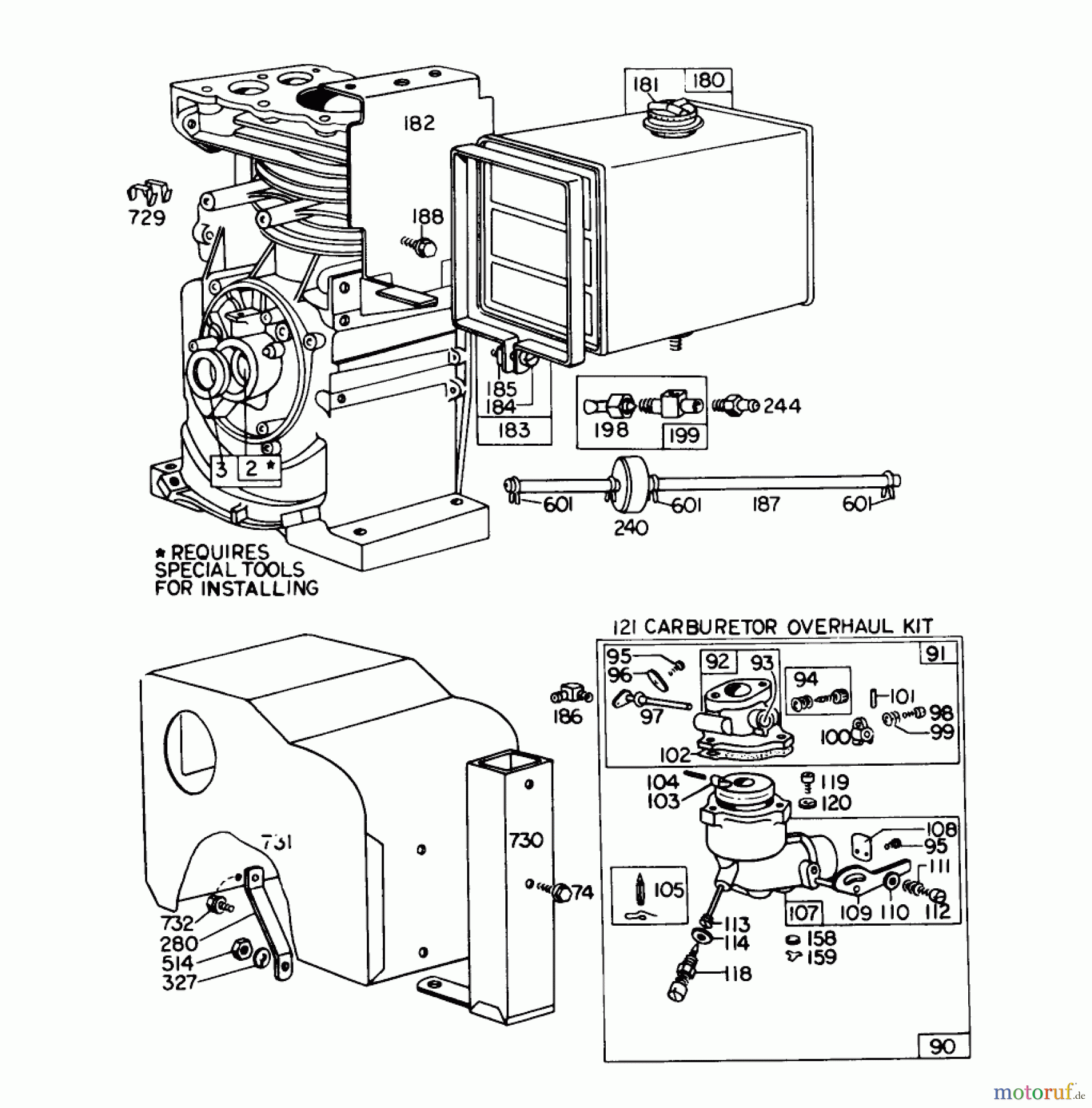  Toro Neu Snow Blowers/Snow Throwers Seite 1 31823 (832) - Toro 832 Snowthrower, 1976 (6000001-6999999) CARBURETOR ASSEMBLY