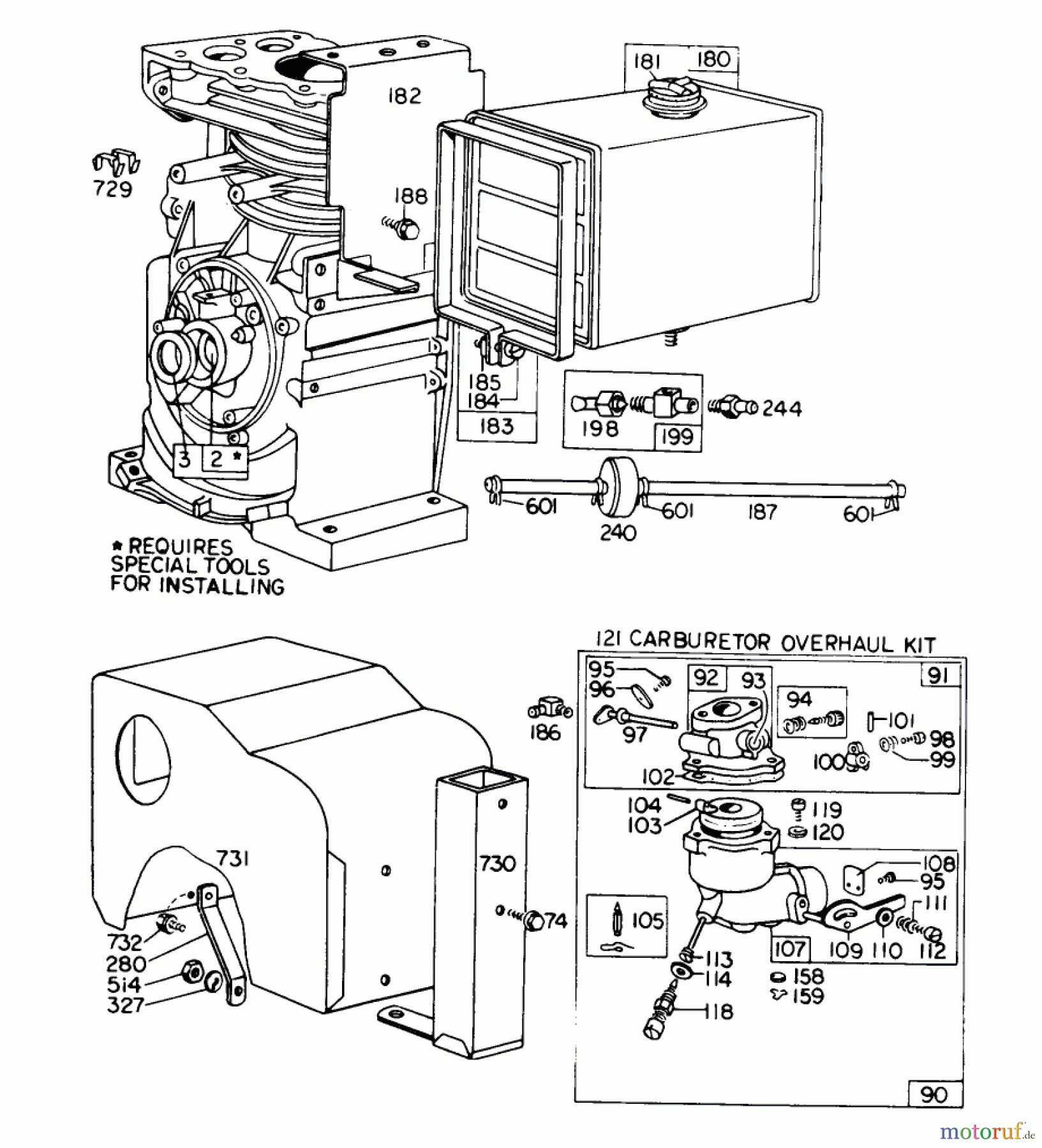  Toro Neu Snow Blowers/Snow Throwers Seite 1 31763 (826) - Toro 826 Snowthrower, 1977 (7000001-7999999) CARBURETOR ASSEMBLY