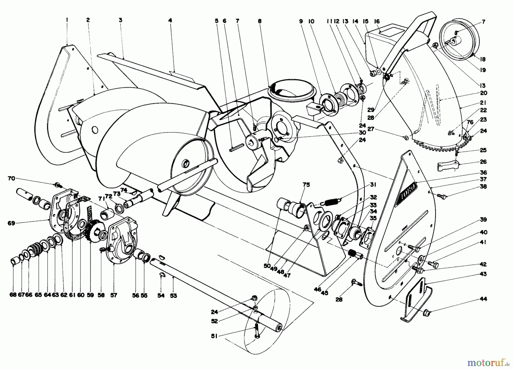  Toro Neu Snow Blowers/Snow Throwers Seite 1 31995 (1032) - Toro 1032 Snowthrower, 1976 (6000001-6999999) AUGER ASSEMBLY