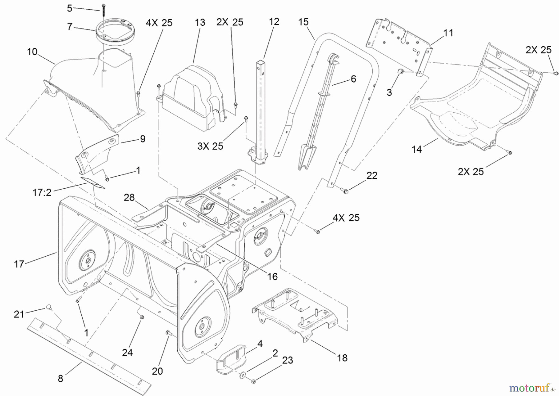  Toro Neu Snow Blowers/Snow Throwers Seite 1 37770 - Toro Power Max 724 OE Snowthrower, 2013 (SN 313000001-313999999) FRAME, HOUSING AND BYPASS ASSEMBLY