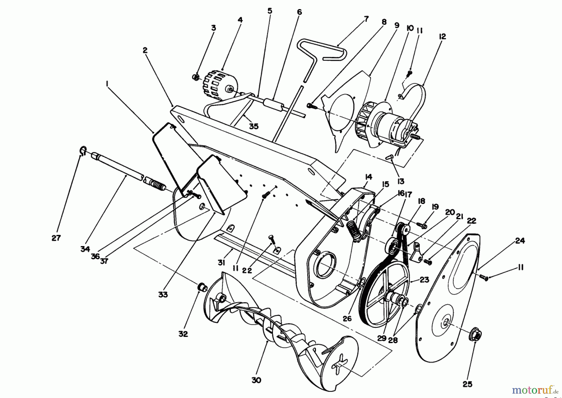  Toro Neu Snow Blowers/Snow Throwers Seite 1 38005 (1200) - Toro 1200 Power Curve Snowthrower, 1992 (2000001-2999999) HOUSING & ROTOR ASSEMBLY