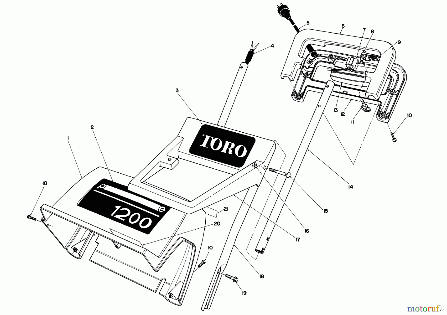  Toro Neu Snow Blowers/Snow Throwers Seite 1 38005 (1200) - Toro 1200 Power Curve Snowthrower, 1995 (5900001-5999999) HANDLE ASSEMBLY