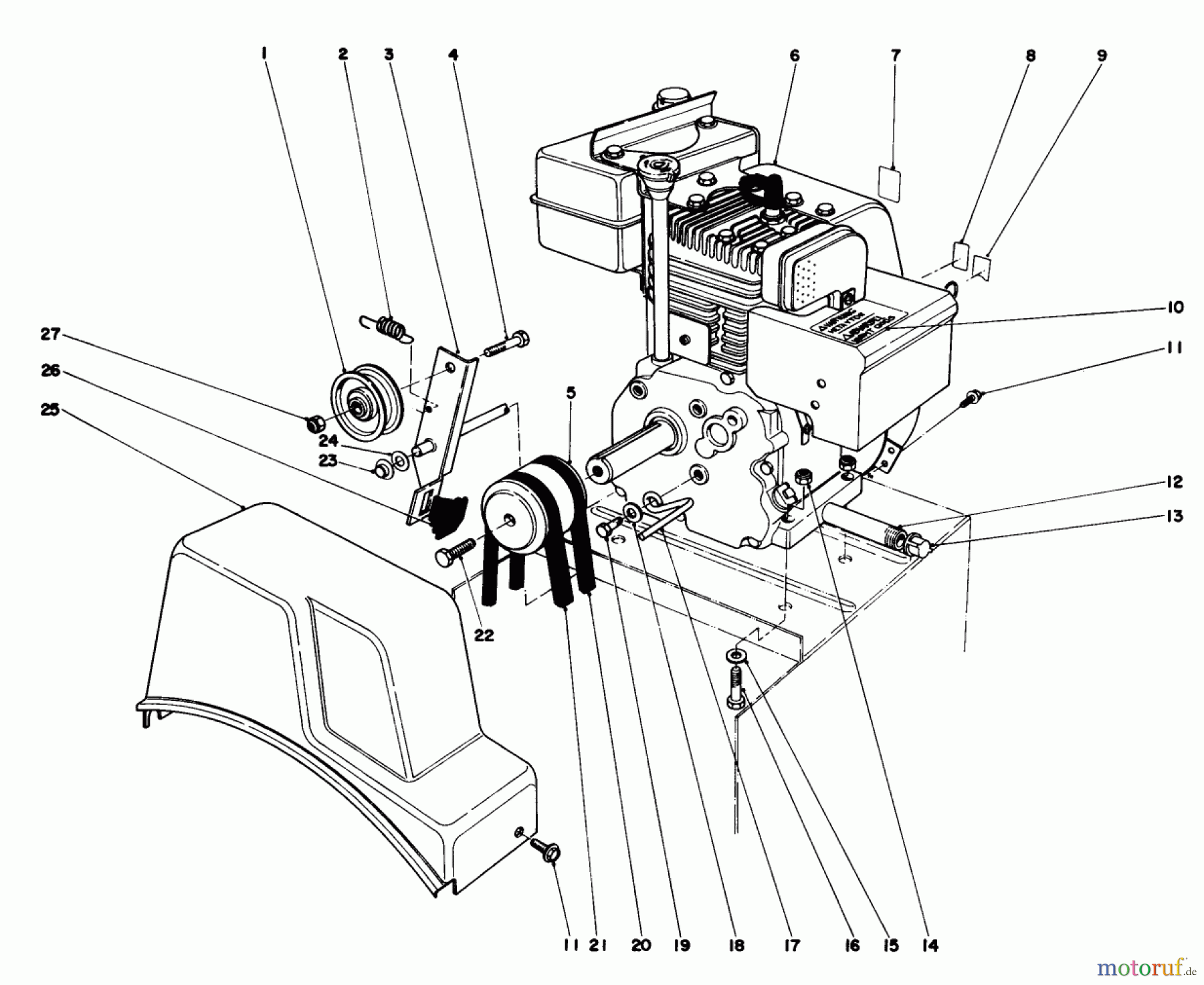  Toro Neu Snow Blowers/Snow Throwers Seite 1 38010 (421) - Toro 421 Snowthrower, 1981 (1000001-1999999) ENGINE ASSEMBLY