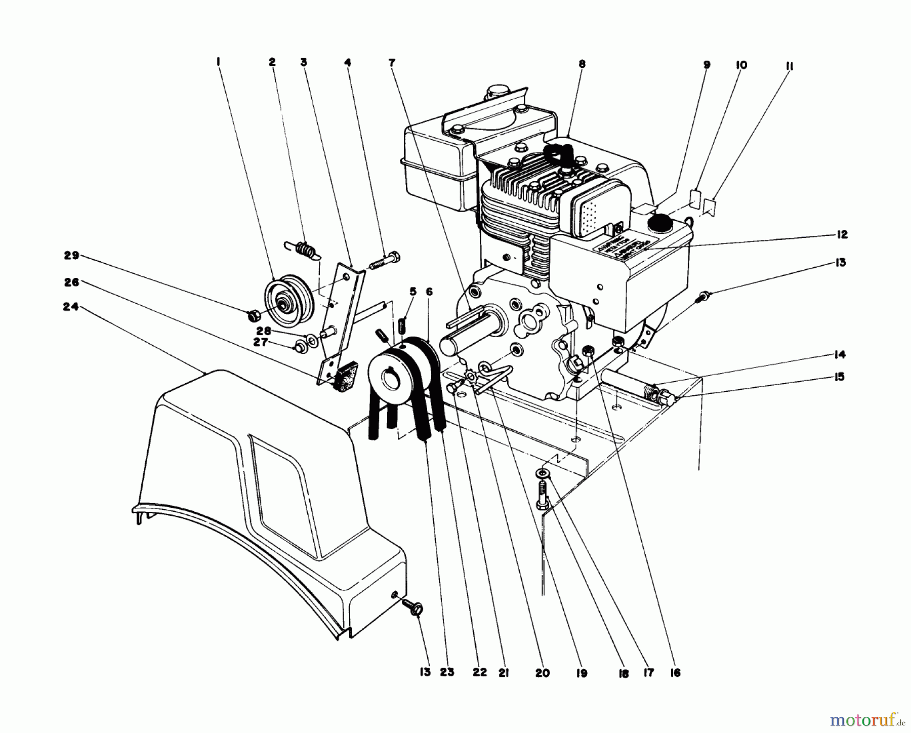  Toro Neu Snow Blowers/Snow Throwers Seite 1 38015 (421) - Toro 421 Snowthrower, 1980 (0000001-0999999) ENGINE ASSEMBLY