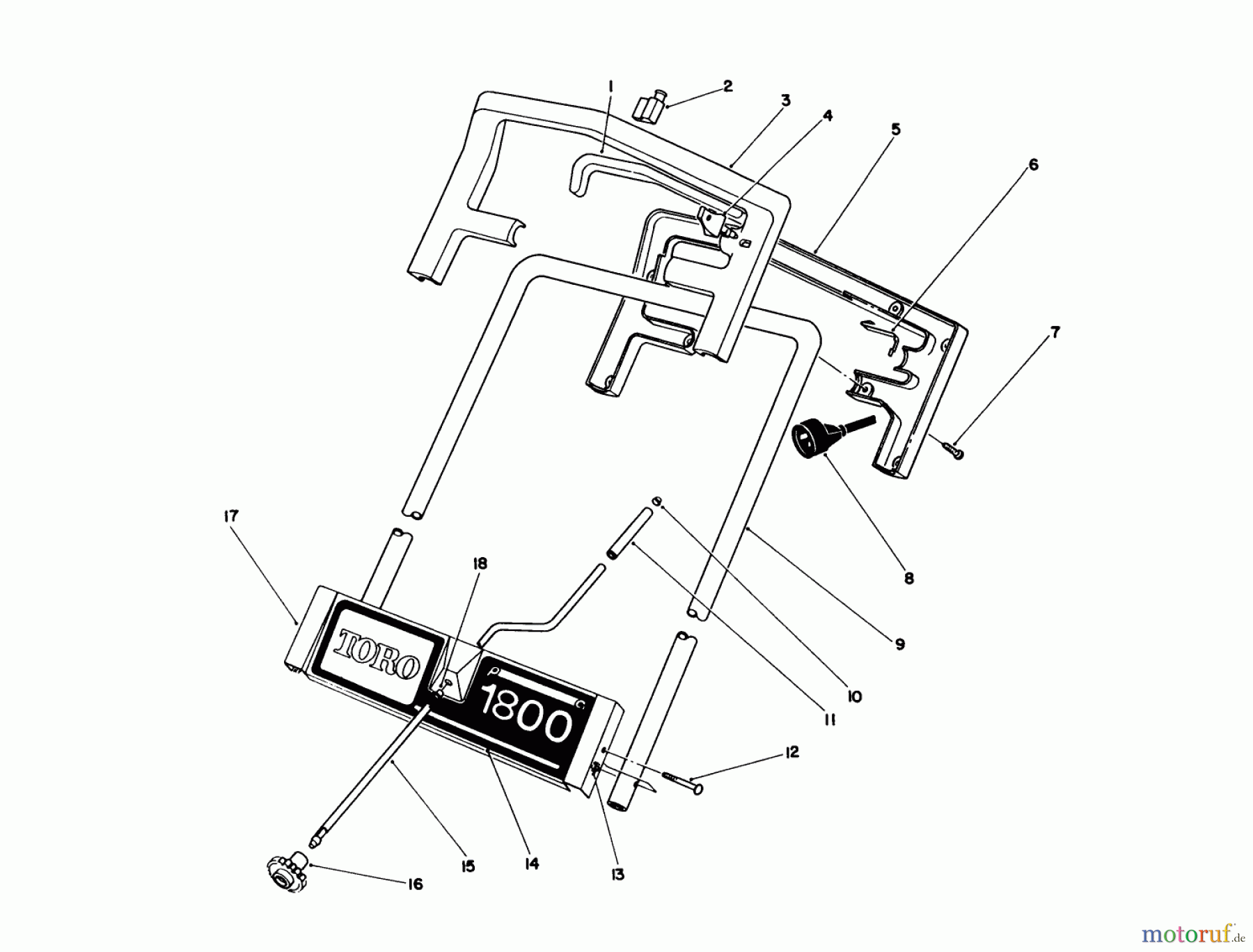  Toro Neu Snow Blowers/Snow Throwers Seite 1 38025 (1800) - Toro 1800 Power Curve Snowthrower, 1990 (0000001-0999999) CHUTE ASSEMBLY