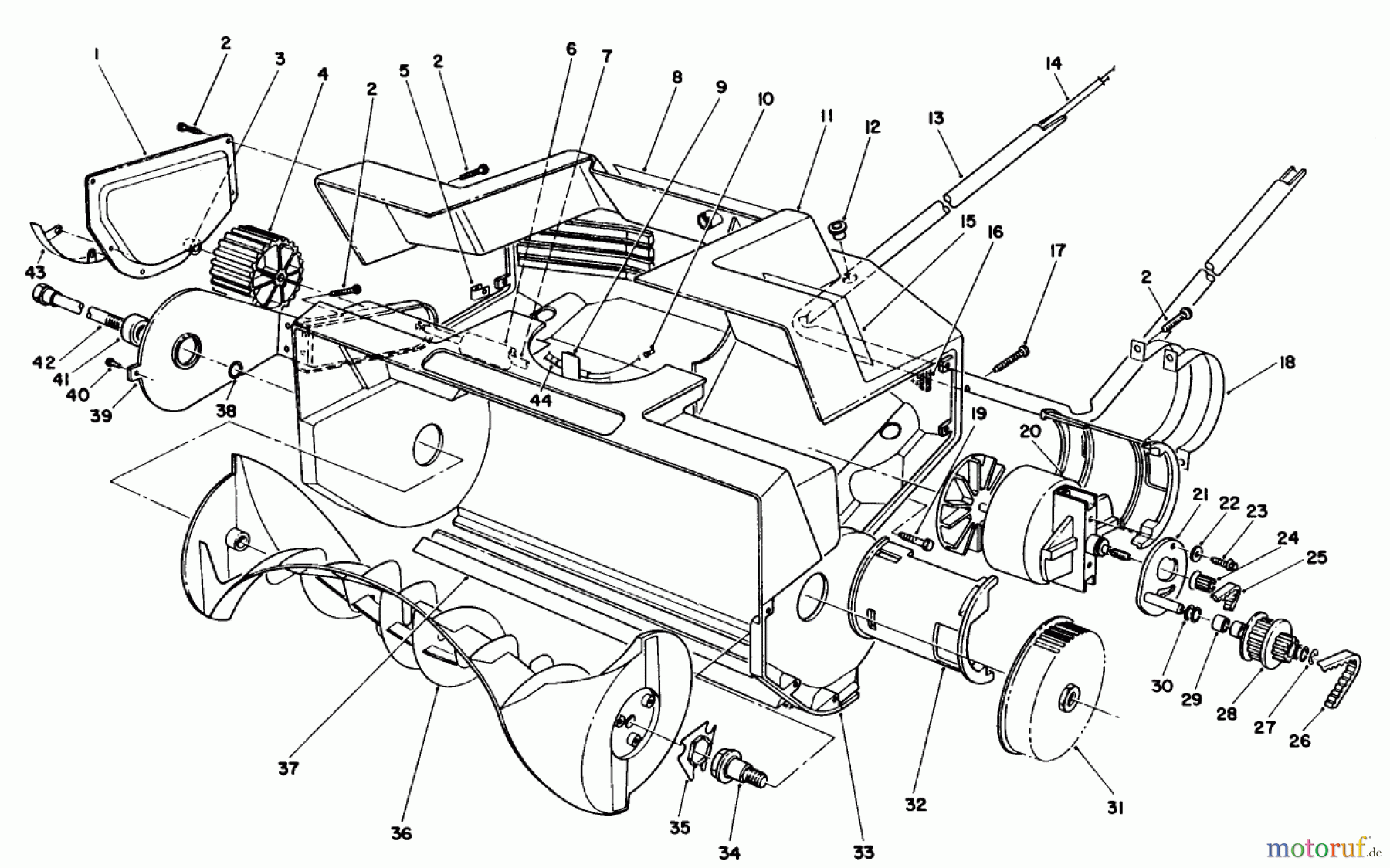  Toro Neu Snow Blowers/Snow Throwers Seite 1 38025 (1800) - Toro 1800 Power Curve Snowthrower, 1990 (0000001-0999999) HOUSING & ROTOR ASSEMBLY