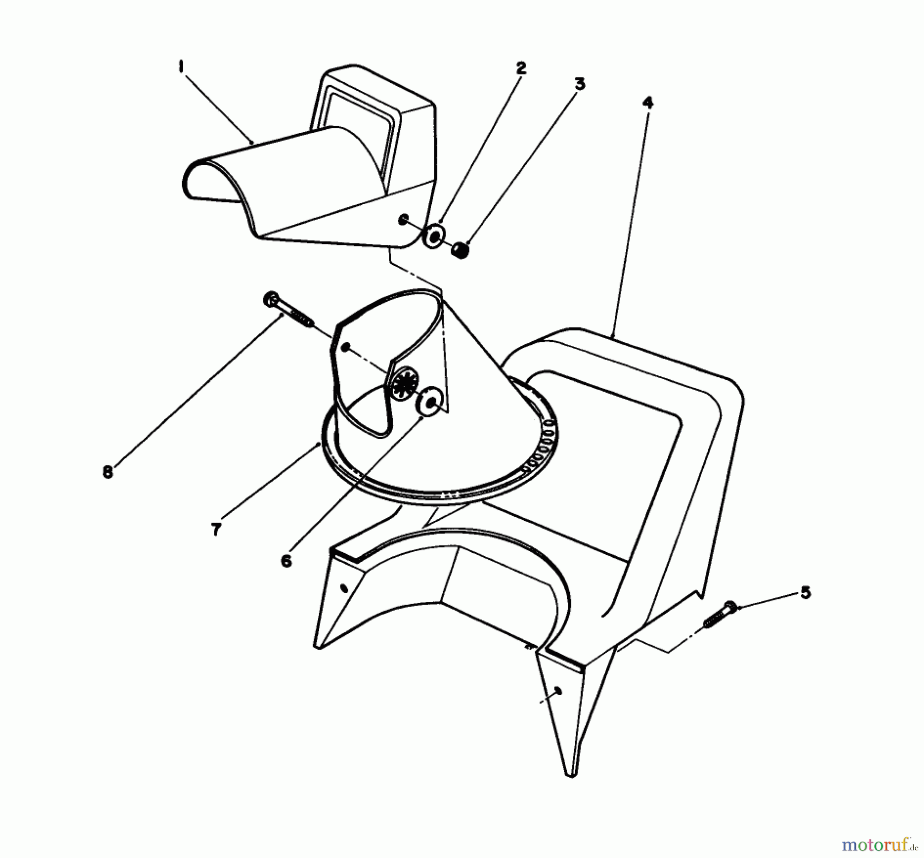  Toro Neu Snow Blowers/Snow Throwers Seite 1 38025 (1800) - Toro 1800 Power Curve Snowthrower, 1991 (1200001-1999999) CHUTE ASSEMBLY